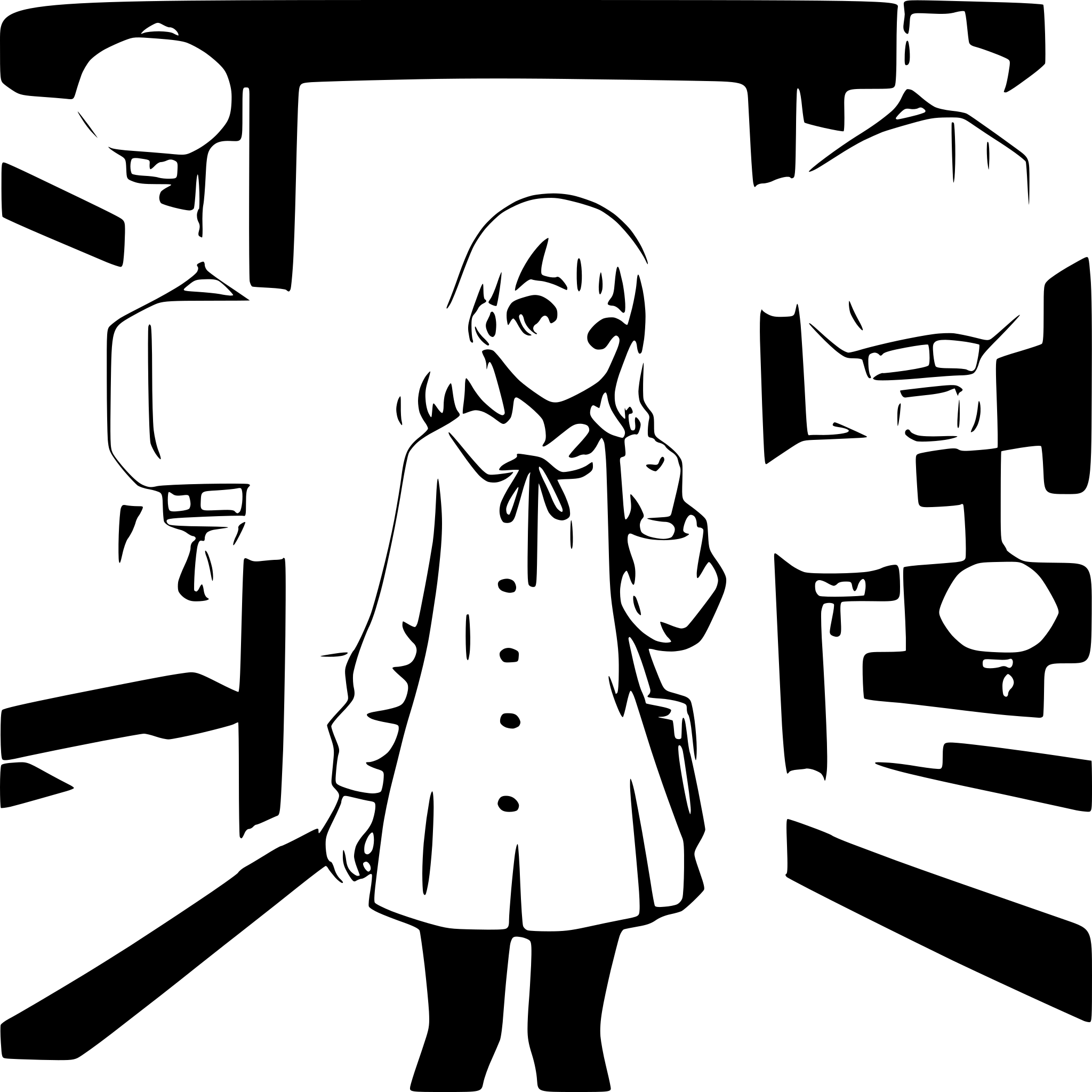 AI-generated SVG of 'girl with floating lanterns'