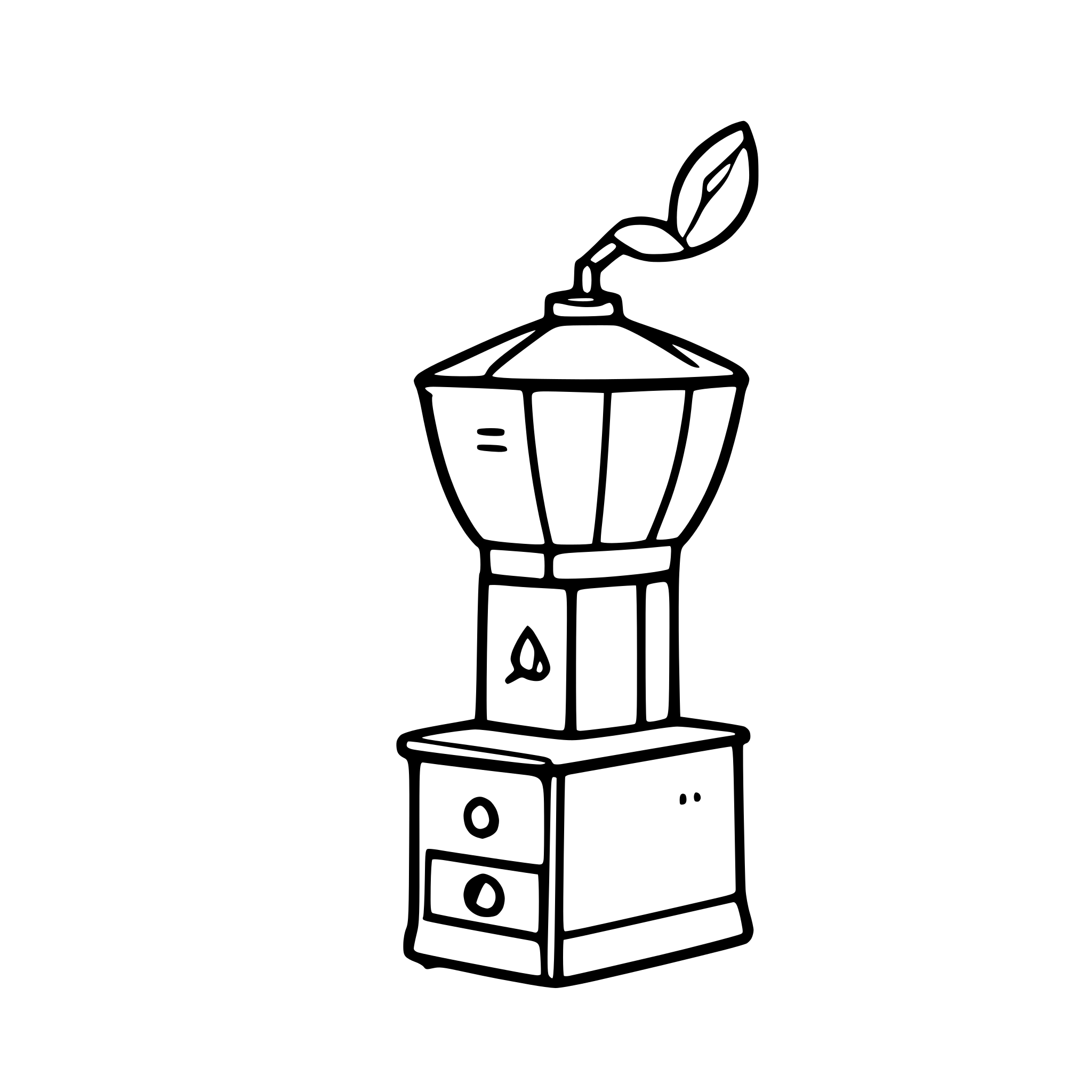 AI-generated SVG of a funny looking coffee grinder