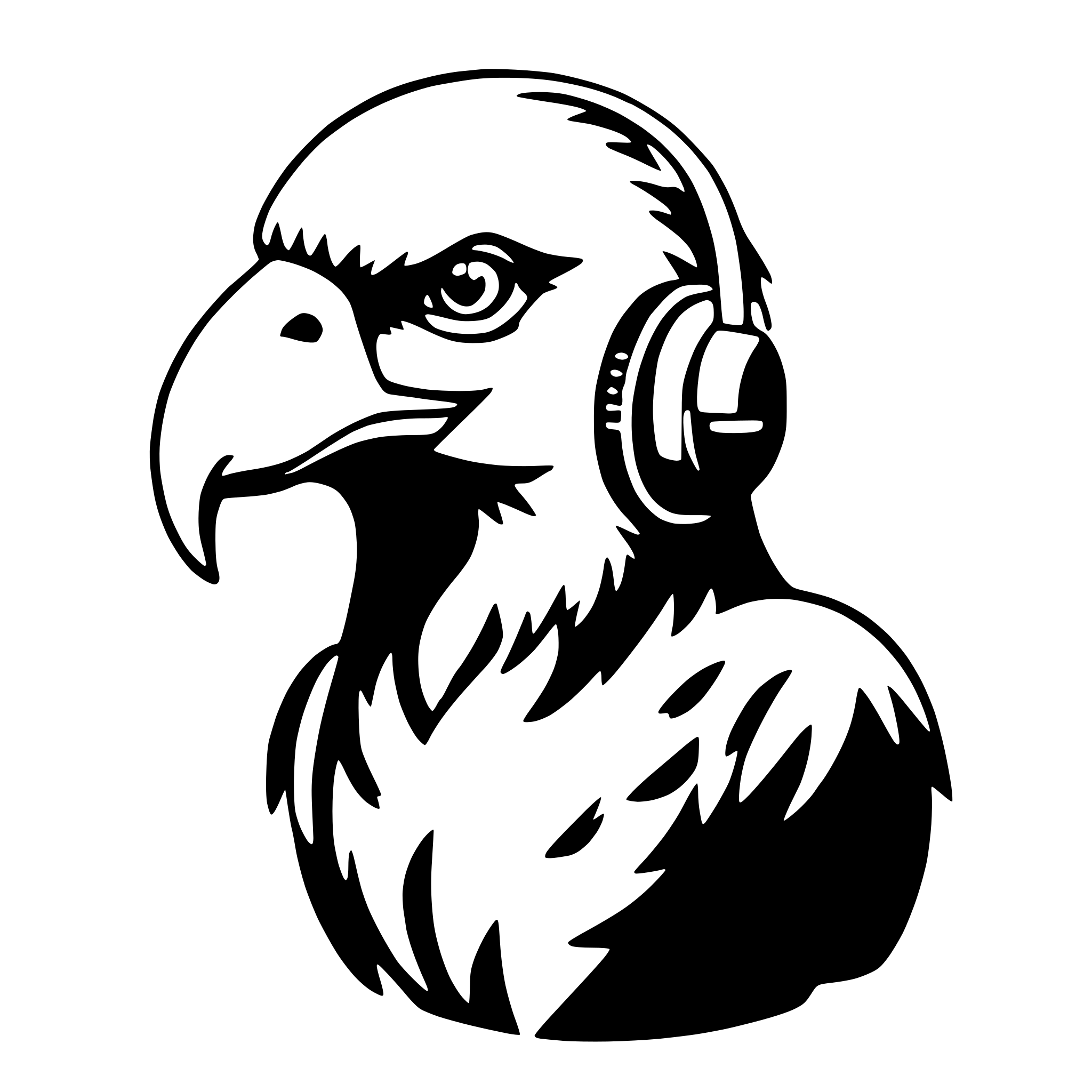 AI-generated SVG of 'eagle with earmuffs'