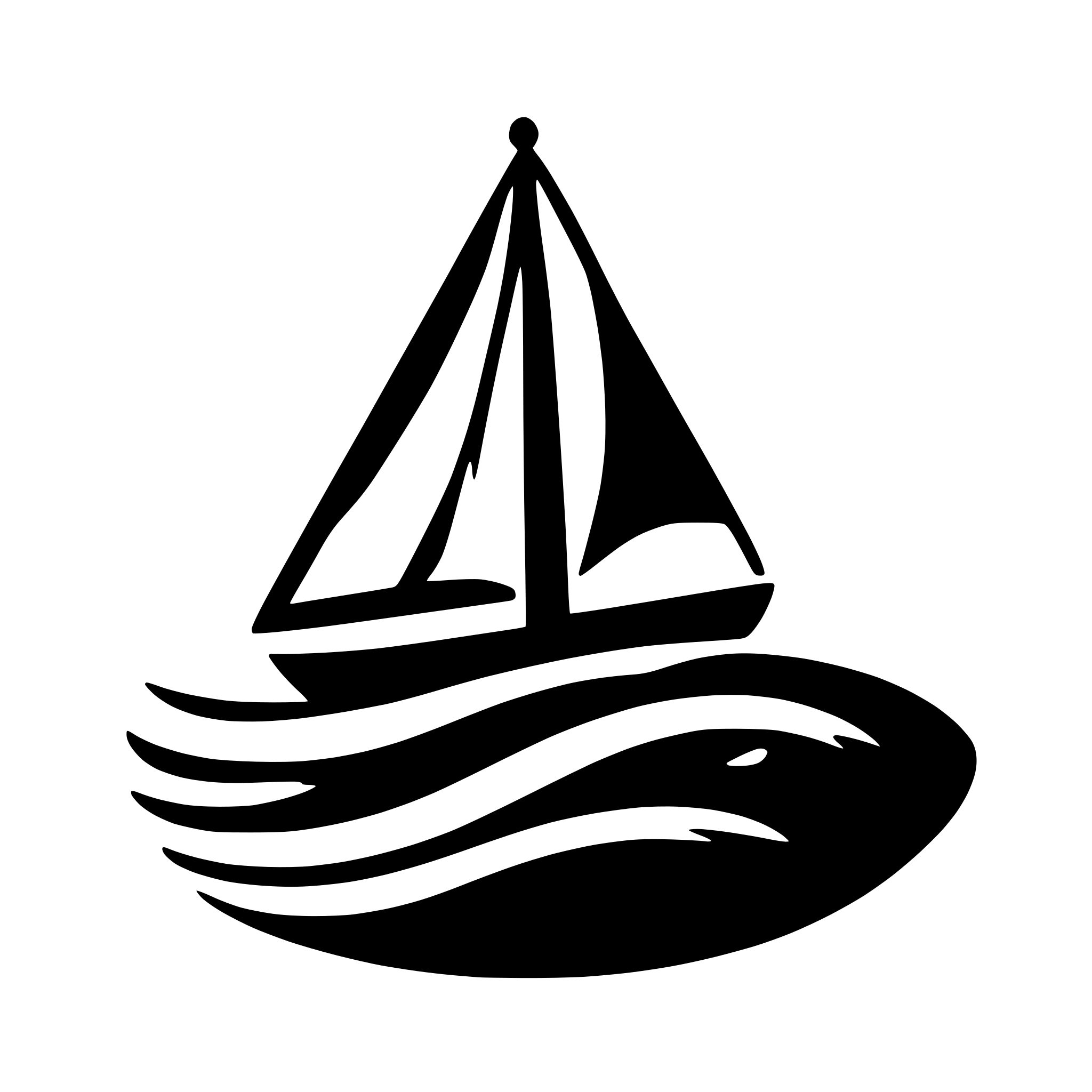 AI-generated SVG of a simple 2d sailbot icon with small water waves