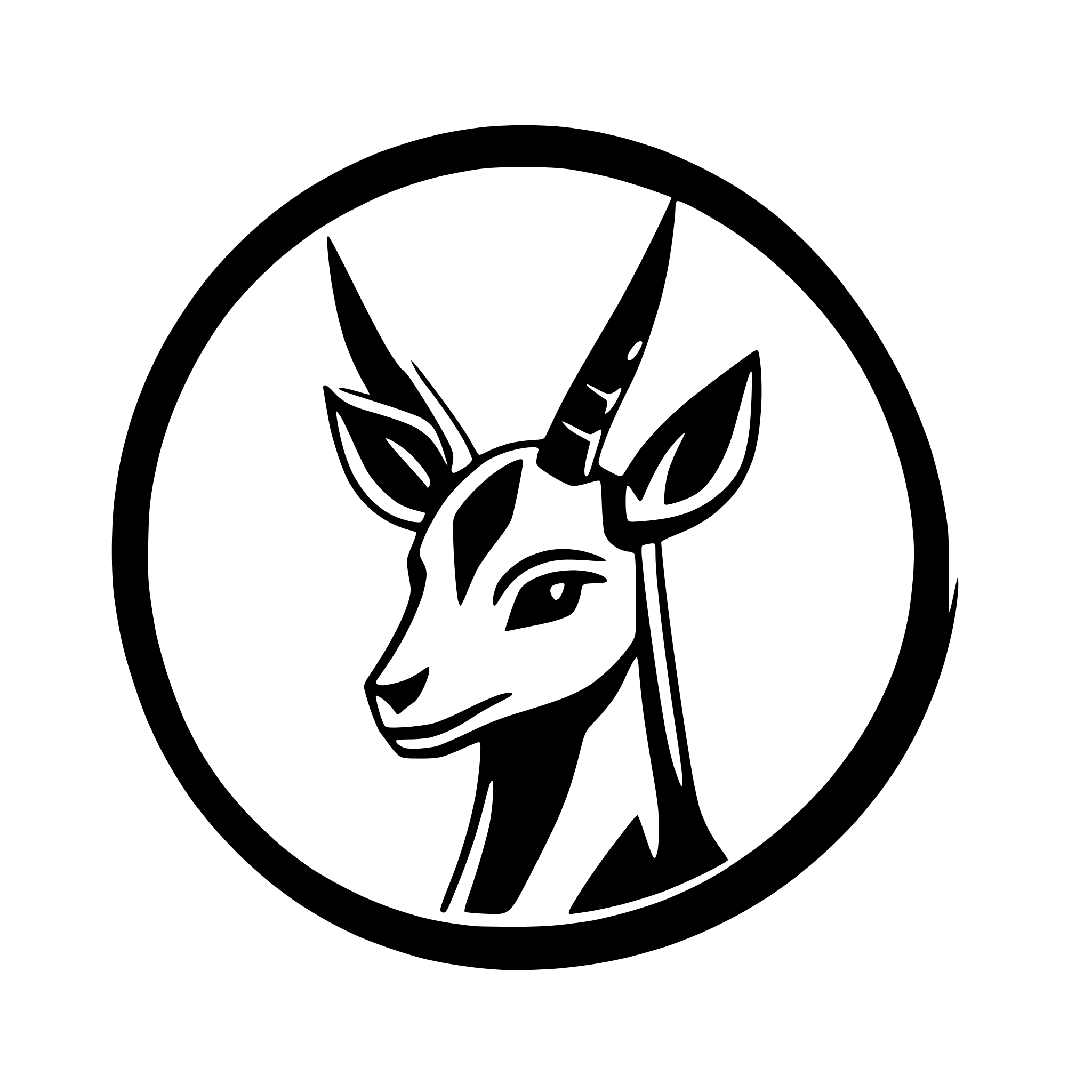 AI-generated SVG of a gazelle head silhouette inside a circle curve horns
