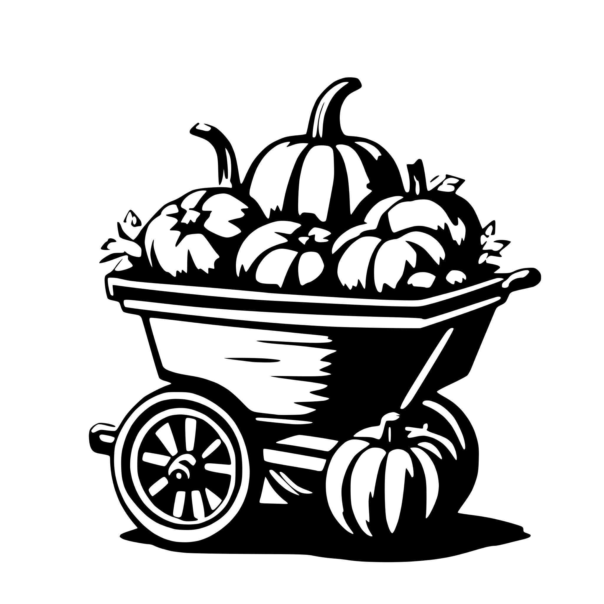 AI-generated SVG of 'wheelbarow with pumpkins'