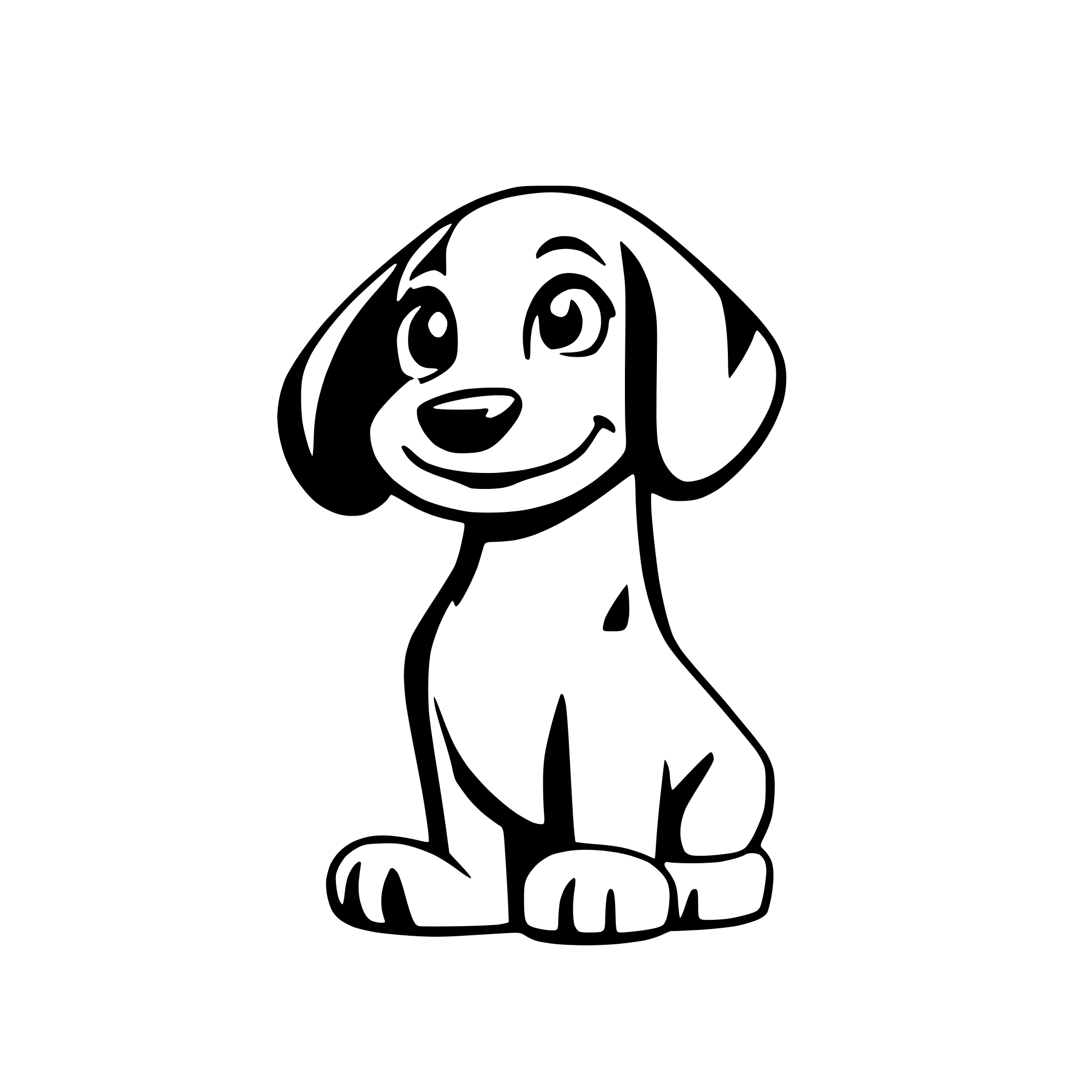 AI-generated SVG of 'SMILING DASCHUND WITH CYNICAL SIDE LOOKING'