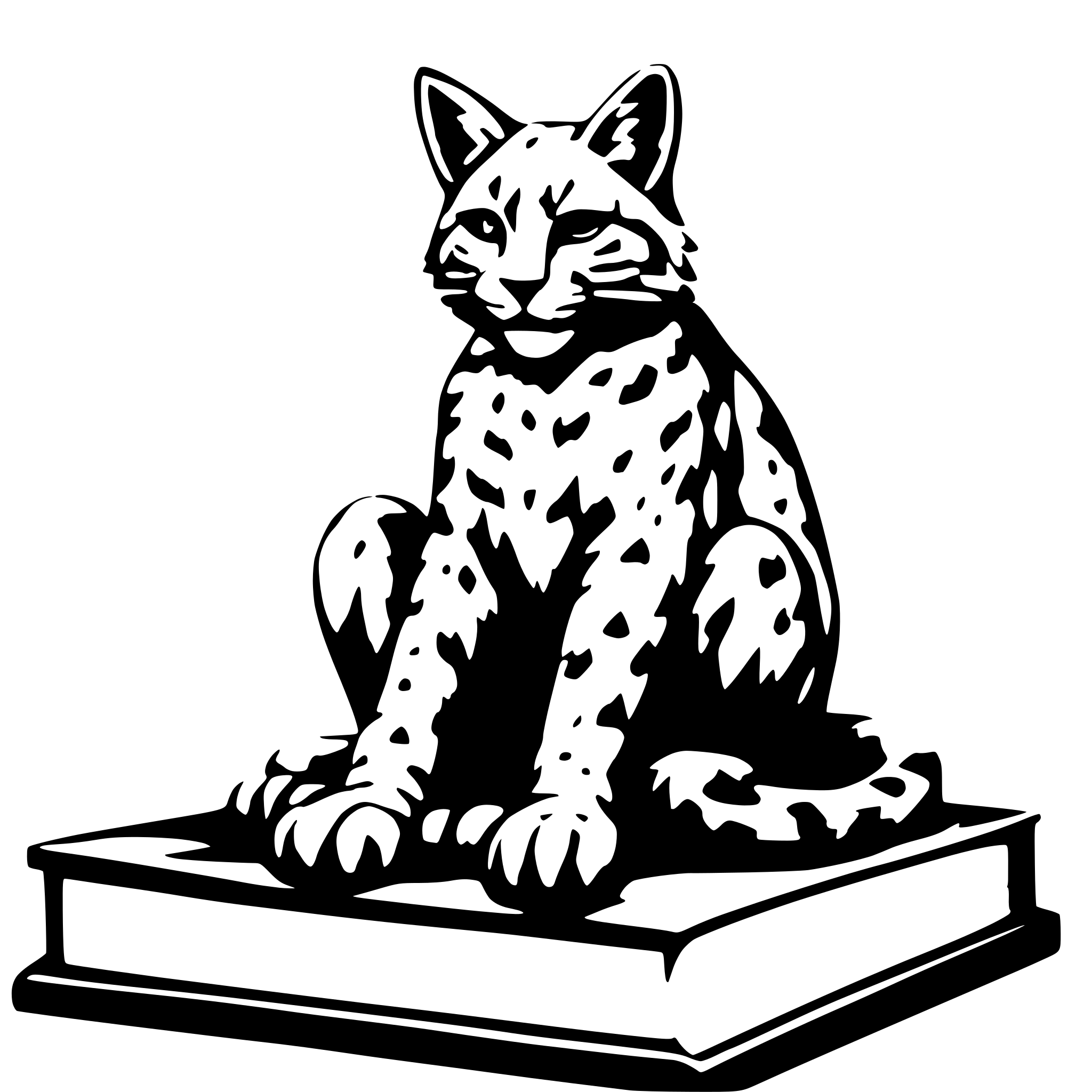 AI-generated SVG of a bobcat sitting on book