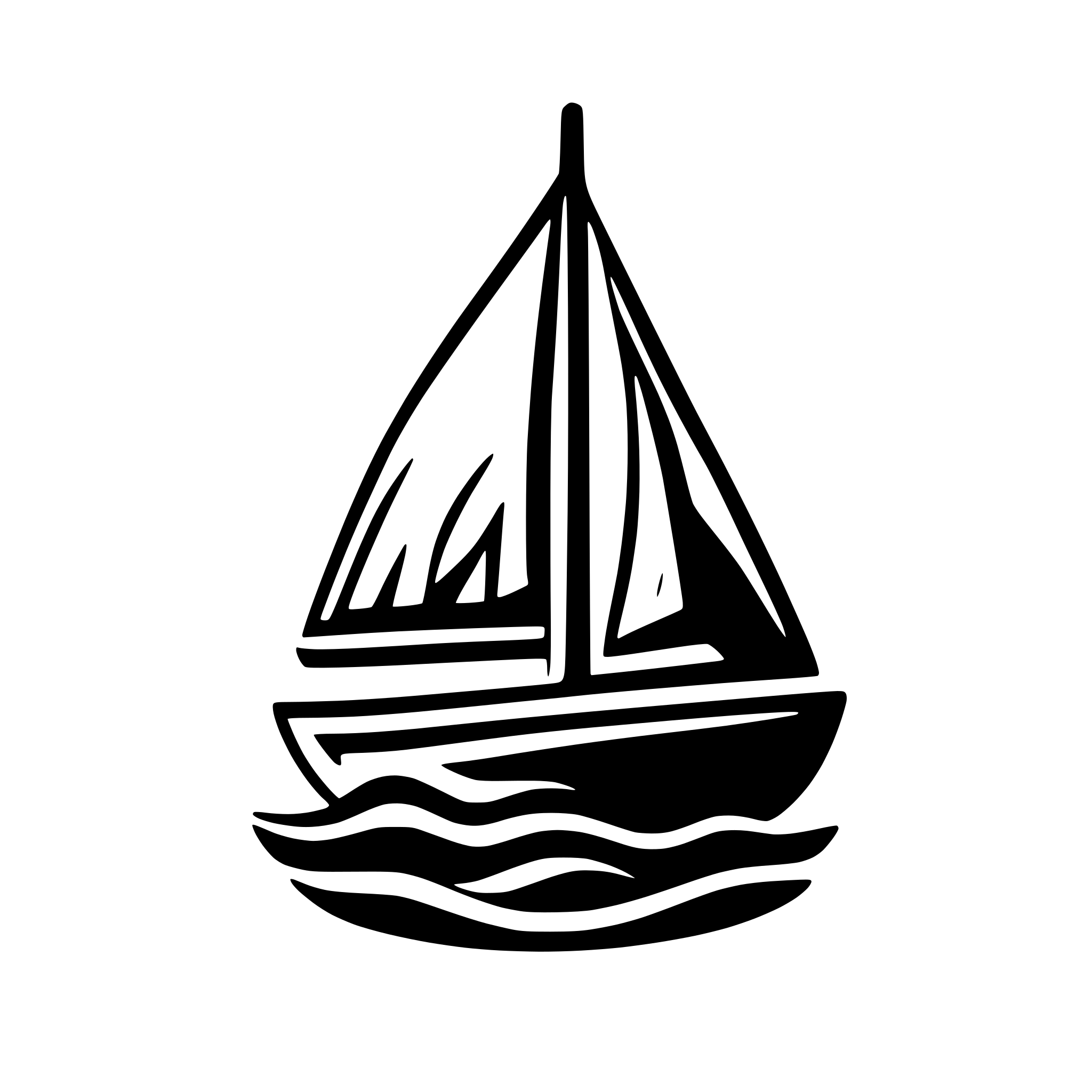 AI-generated SVG of a simple logo style depiction of a modern sail boat with few strokes