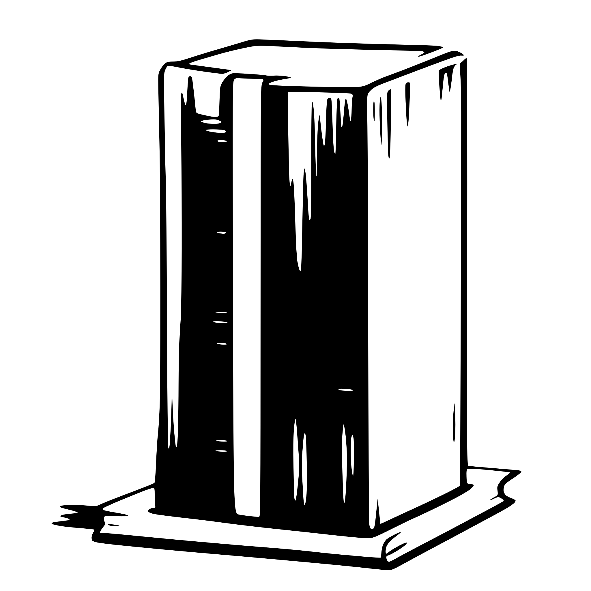 AI-generated SVG of a a thick book, standing upright,viewed from the side