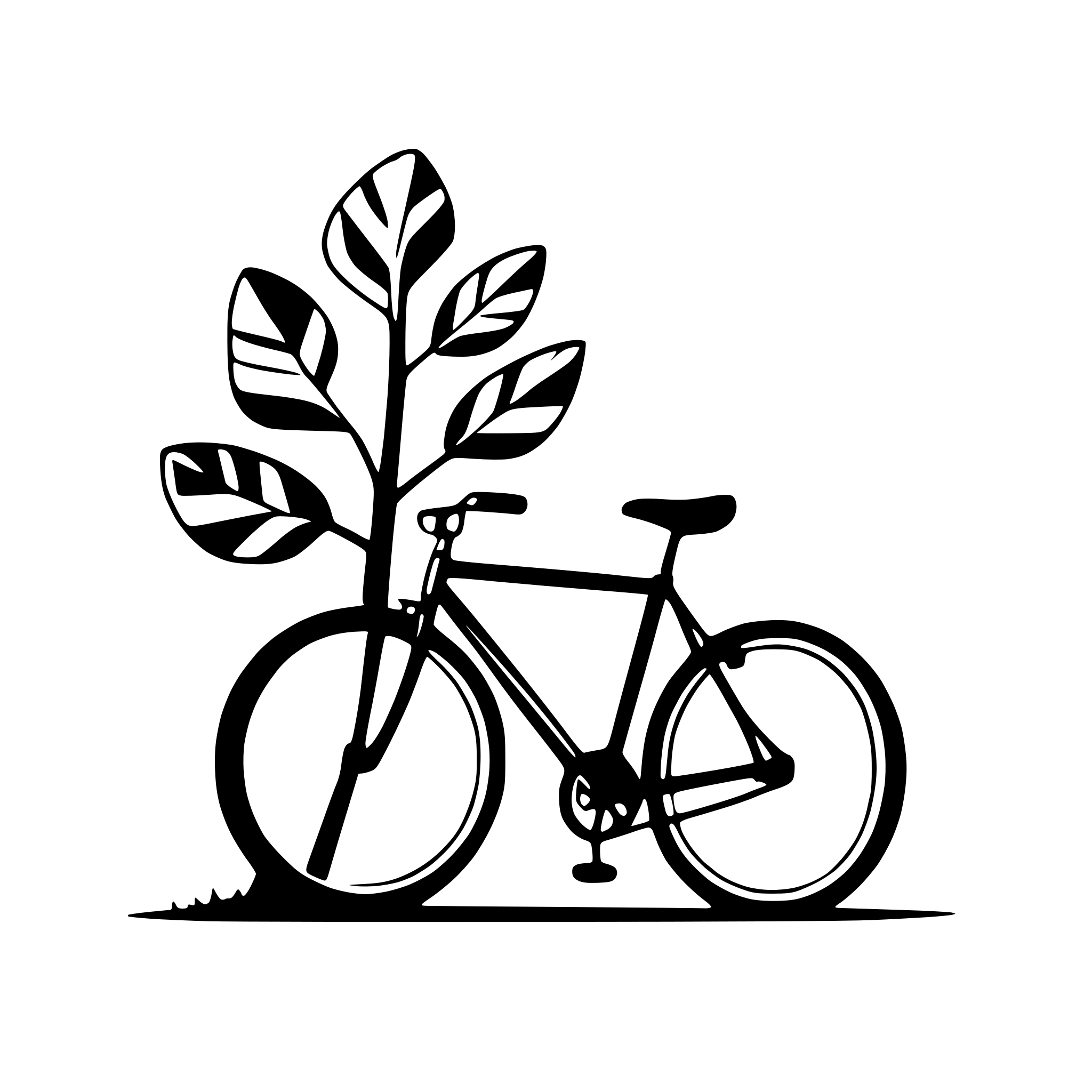 AI-generated SVG of 'bicycle leaning against tree'