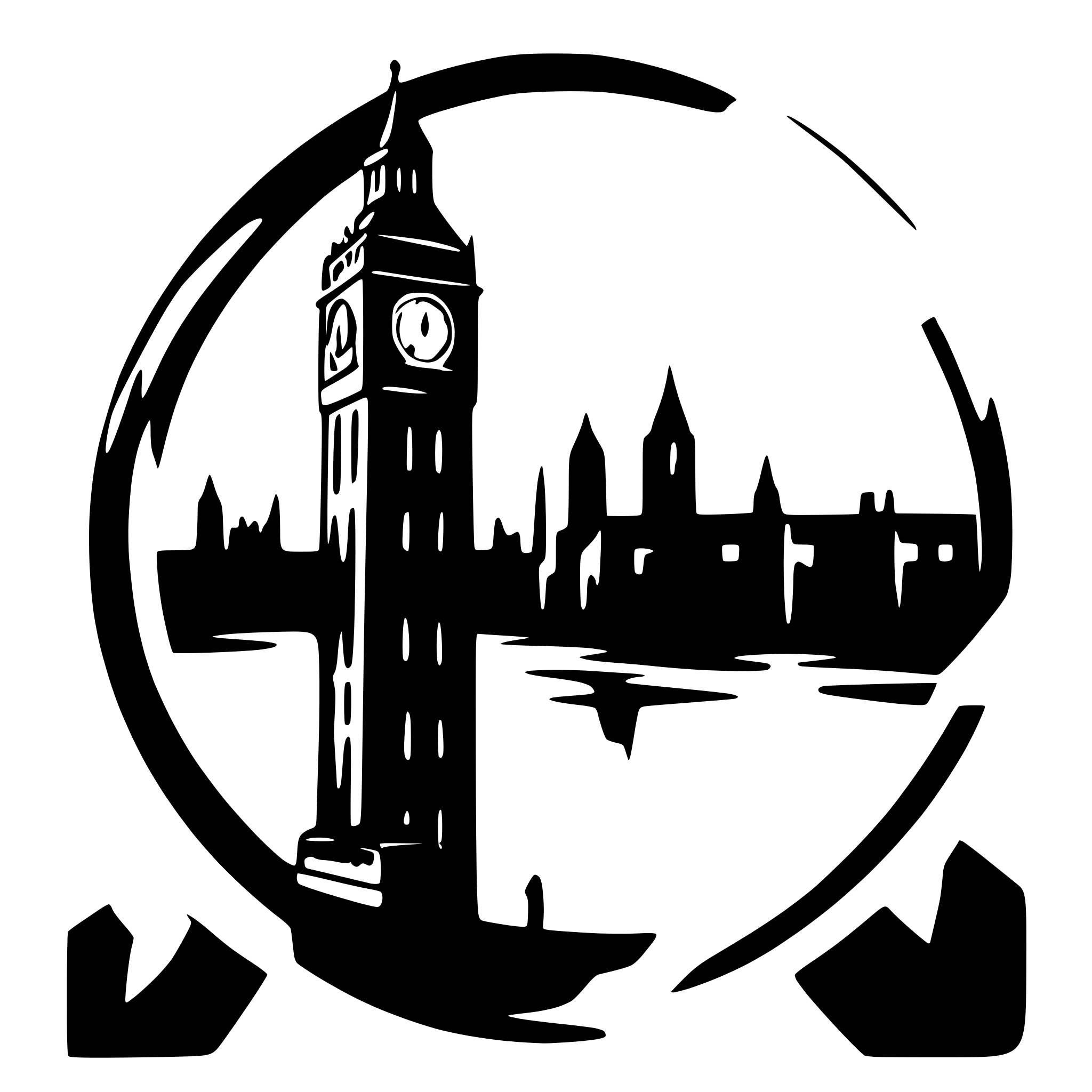 AI-generated SVG of a Create a vibrant, vintage-style travel poster of London, United Kingdom. Feature the iconic Big Ben clock tower as the central focus, with a classic red double-decker bus labeled 'Tower Hill' driving on Westminster Bridge. The scene should be set under a bright, clear blue sky with a few no clouds and a large sun behind Big Ben.  The bridge and include a hint of the Houses of Parliament in the background with simplified city skyline silhouettes. Use a bold, clean vector art style with flat color