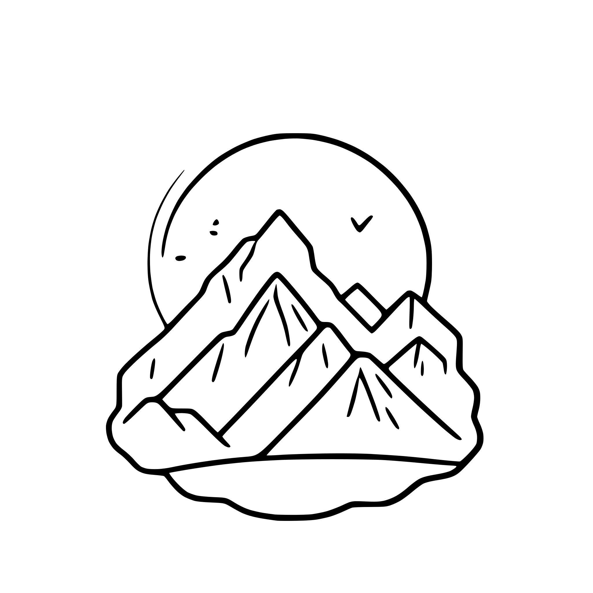 AI-generated SVG of 'minimalist mountains with sun'