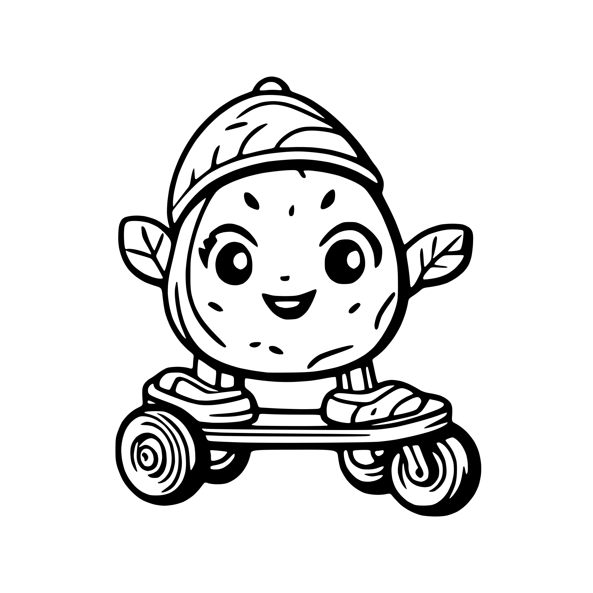 AI-generated SVG of a a rollerblading avocado