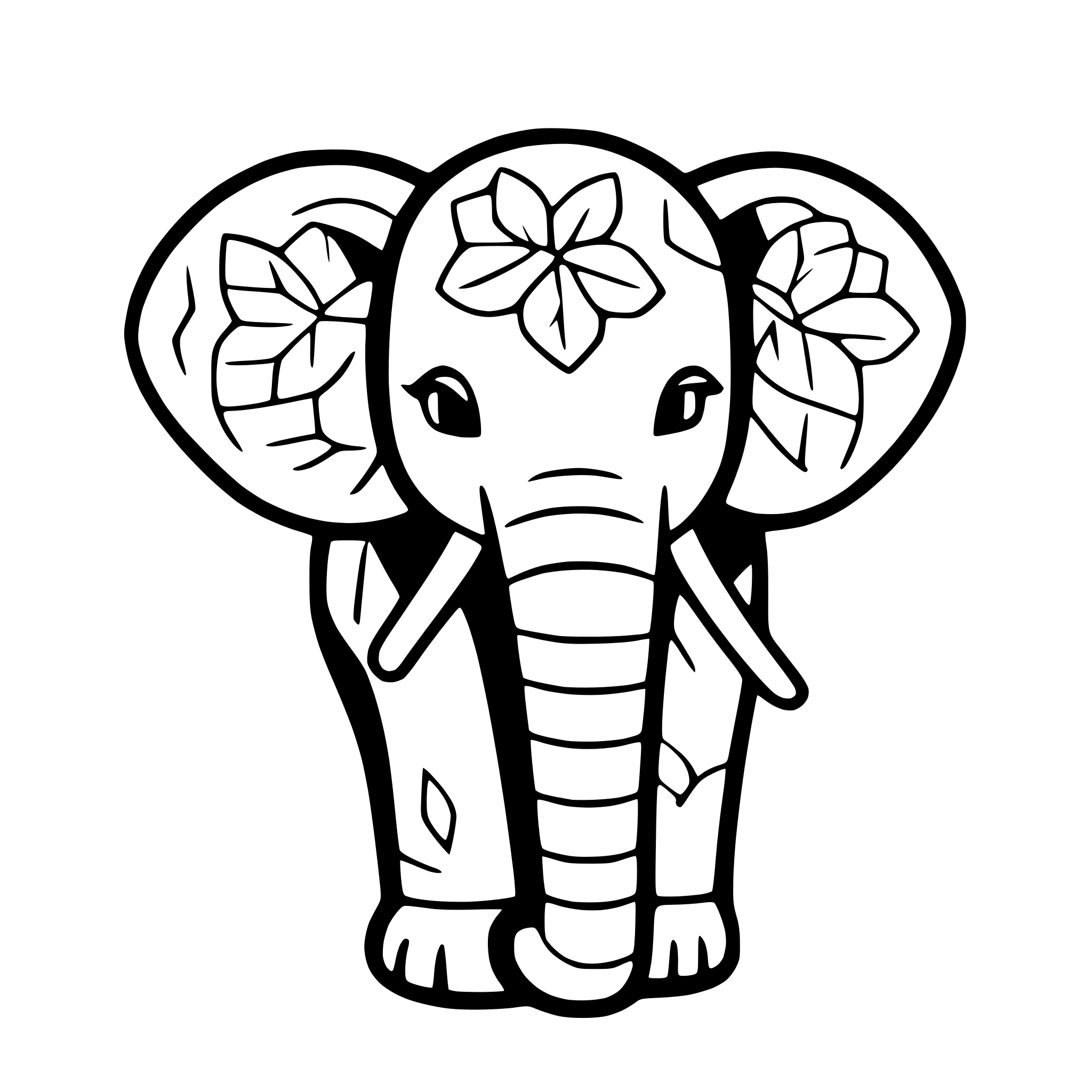 AI-generated SVG of a elephant with mandala patterns