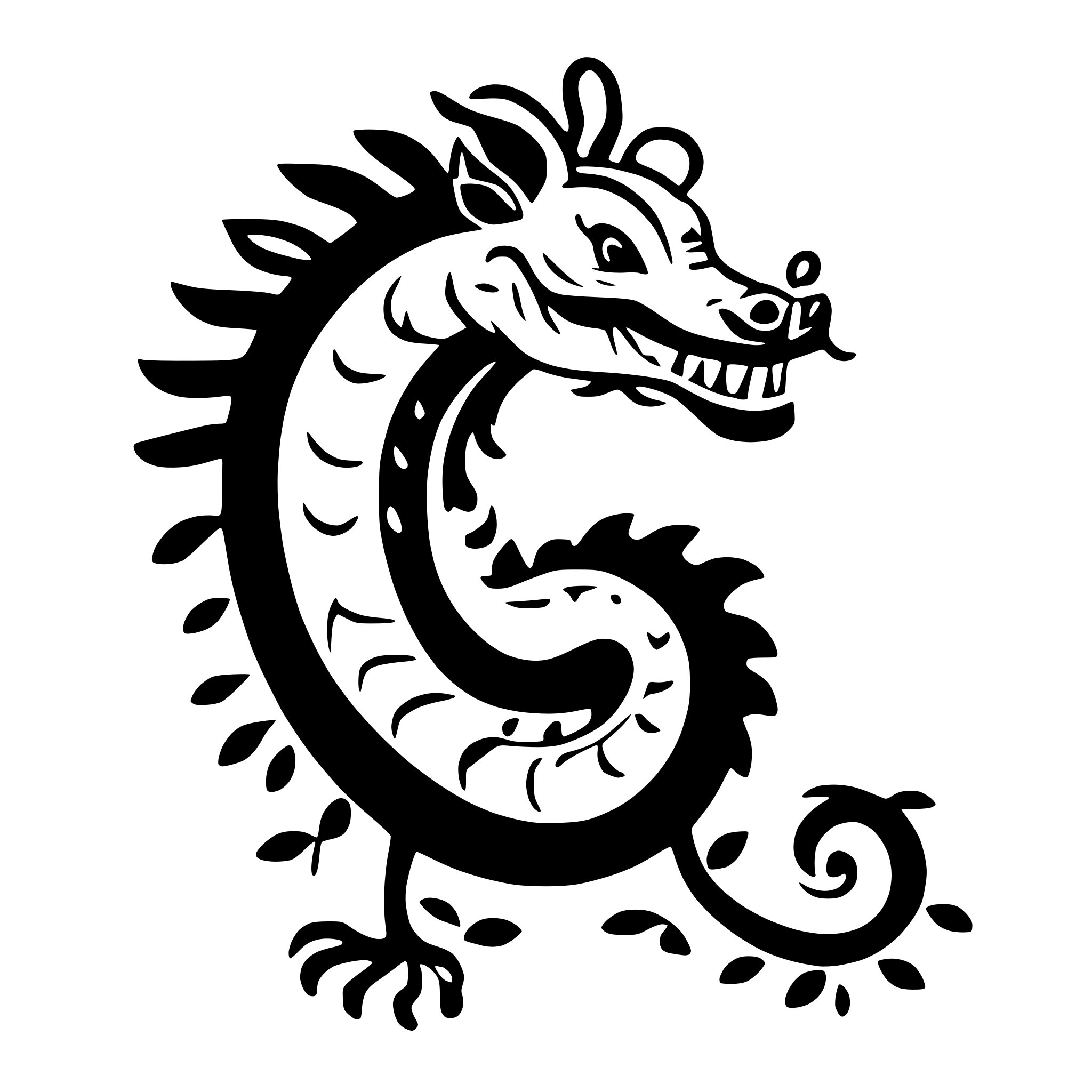 AI-generated SVG of a traditional 2 legs serpent type chinese dragon