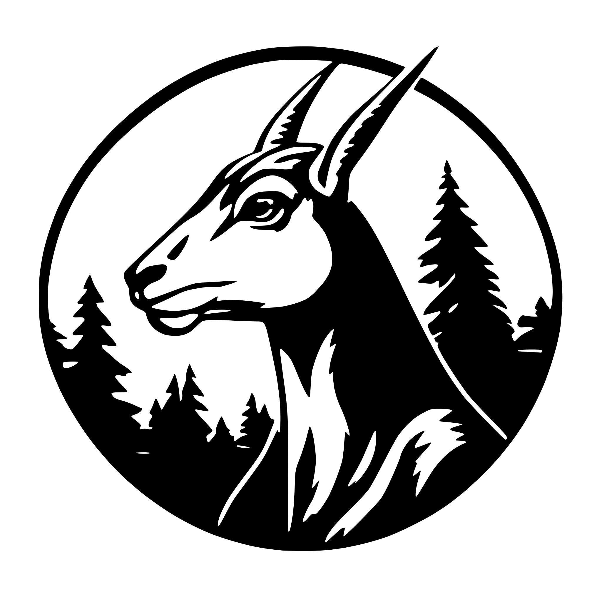 AI-generated SVG of a gazelle head inside a circle