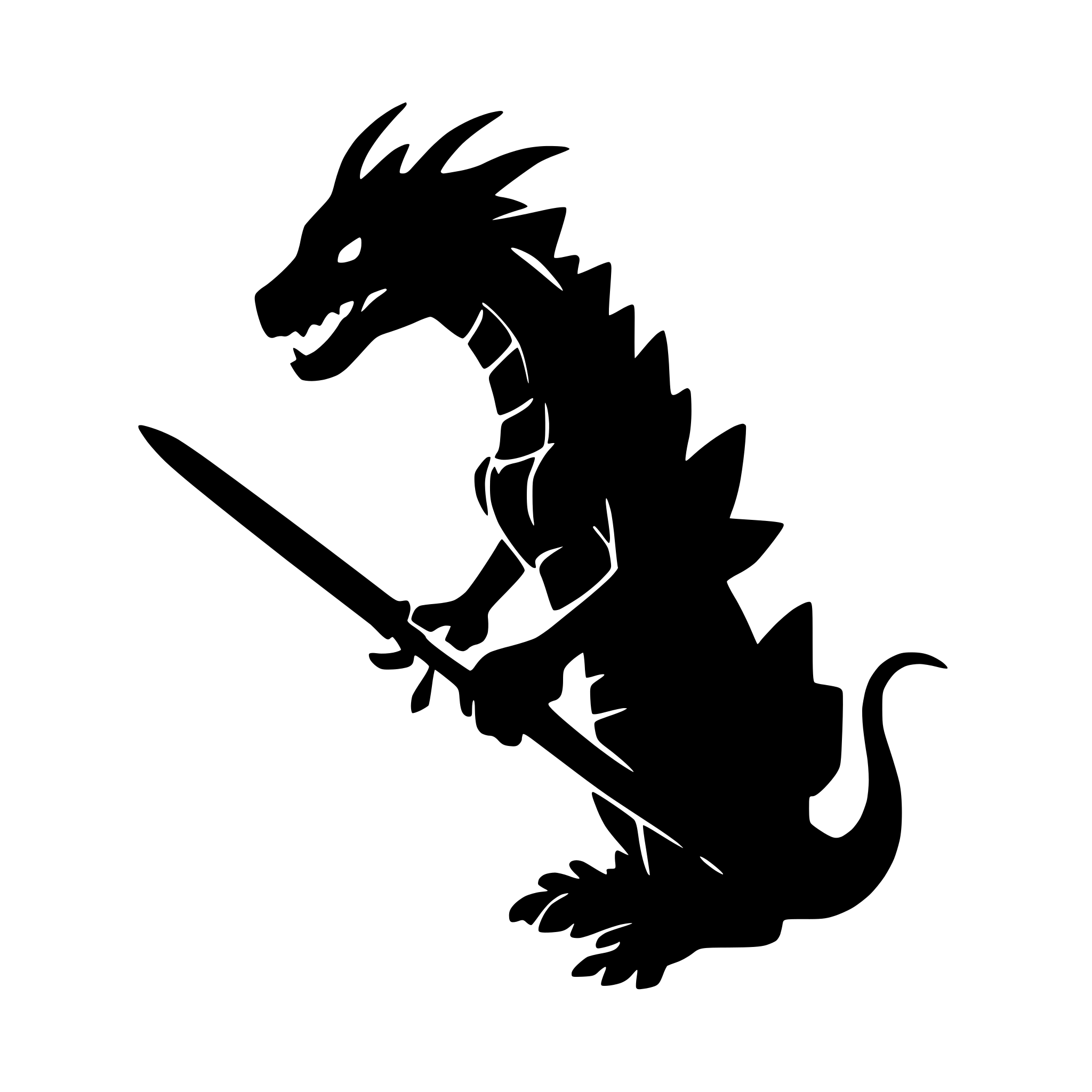 AI-generated SVG of a dragon curling around a sword