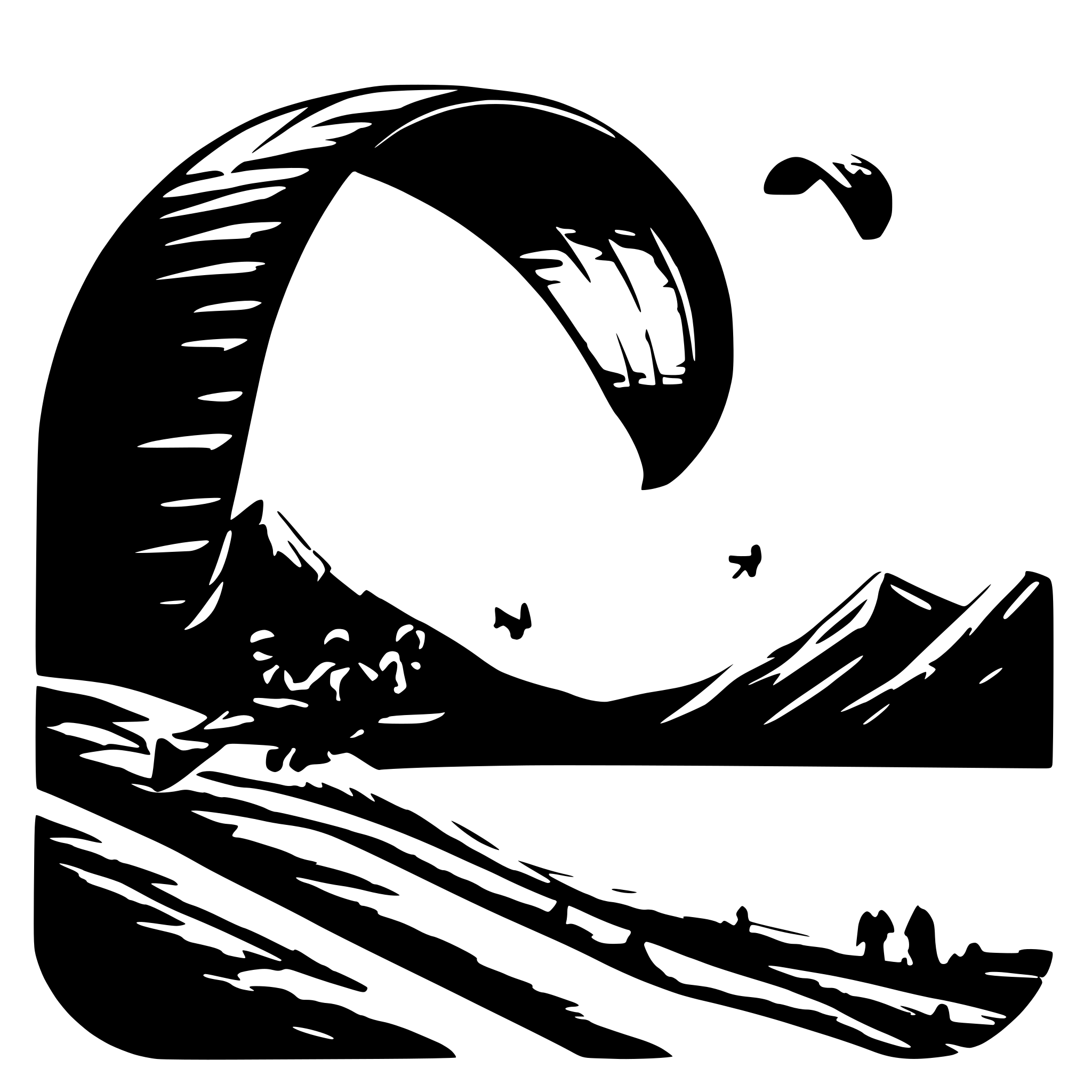 AI-generated SVG of a paragliding sunset
