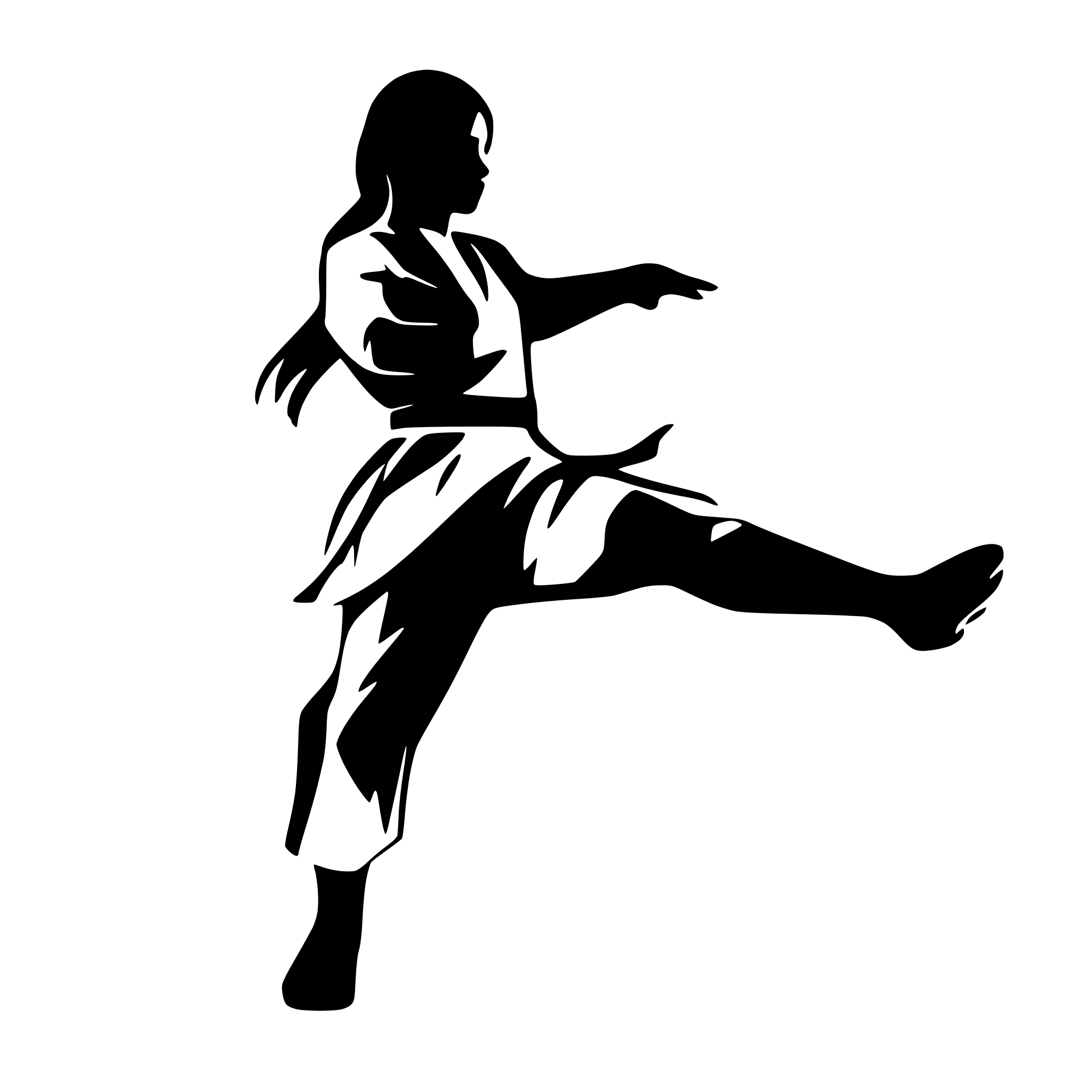 AI-generated SVG of a create a vector image with not too many details, monochrom, female taekwondo athlete, performing a side kick in full split. kyerugi. olympic discipline