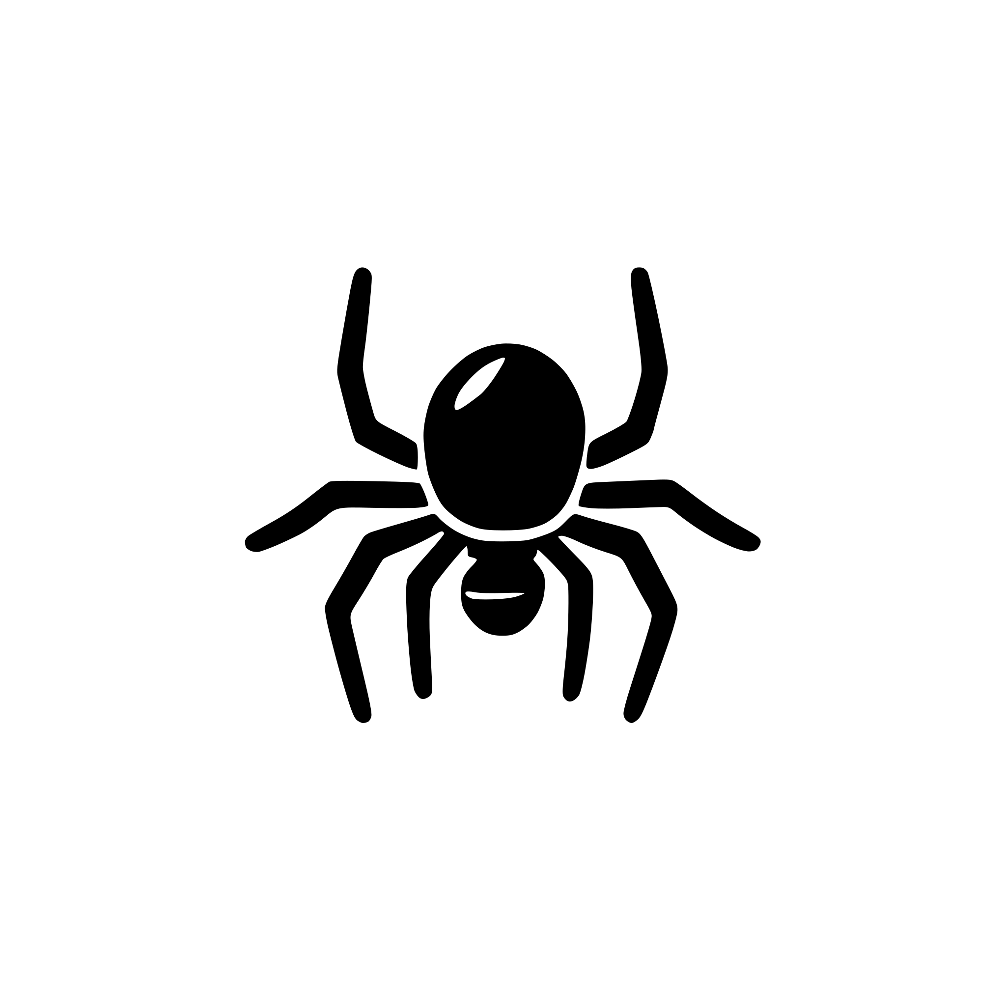 AI-generated SVG of a icon spider, anatomicly right, fully black