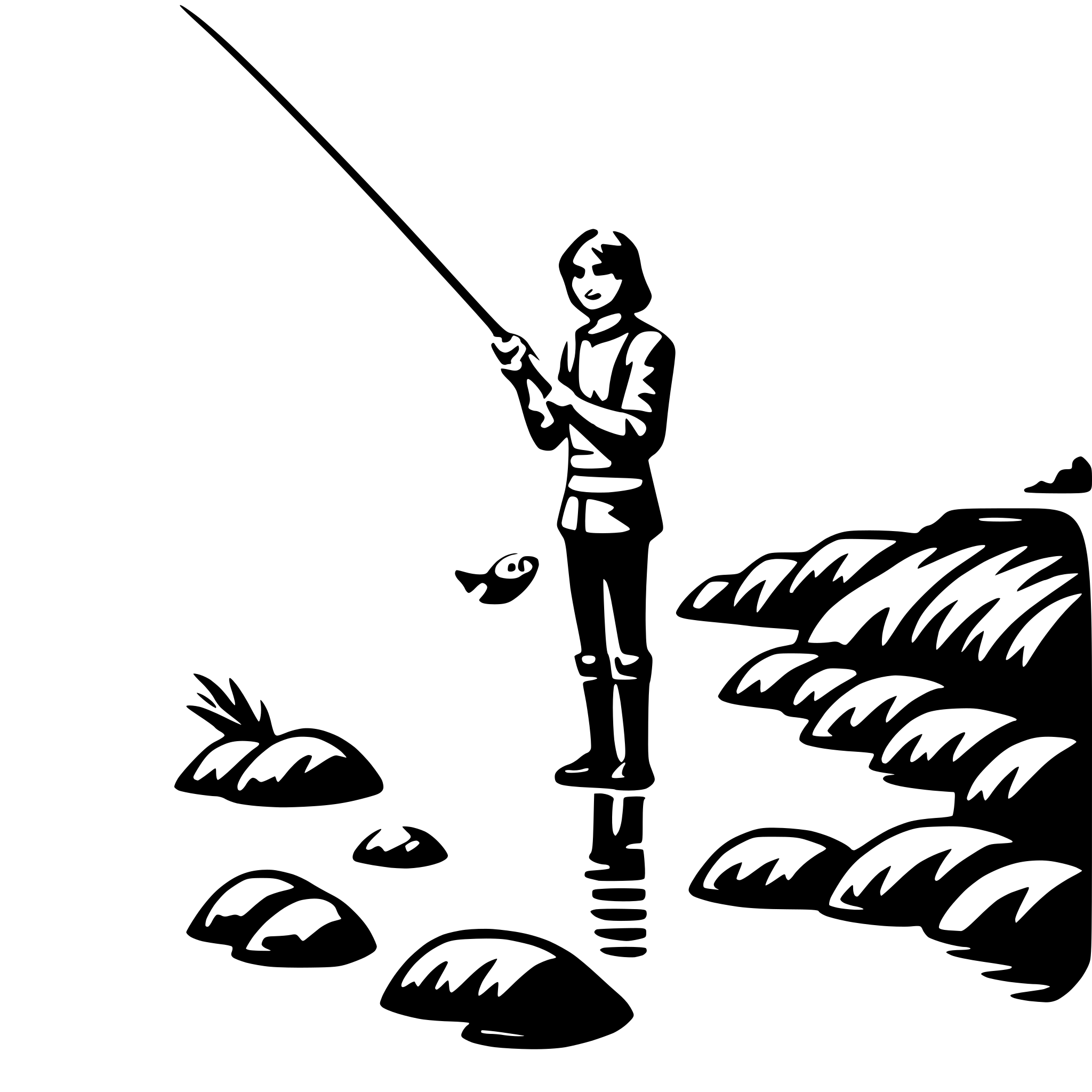AI-generated SVG of a fishing in river