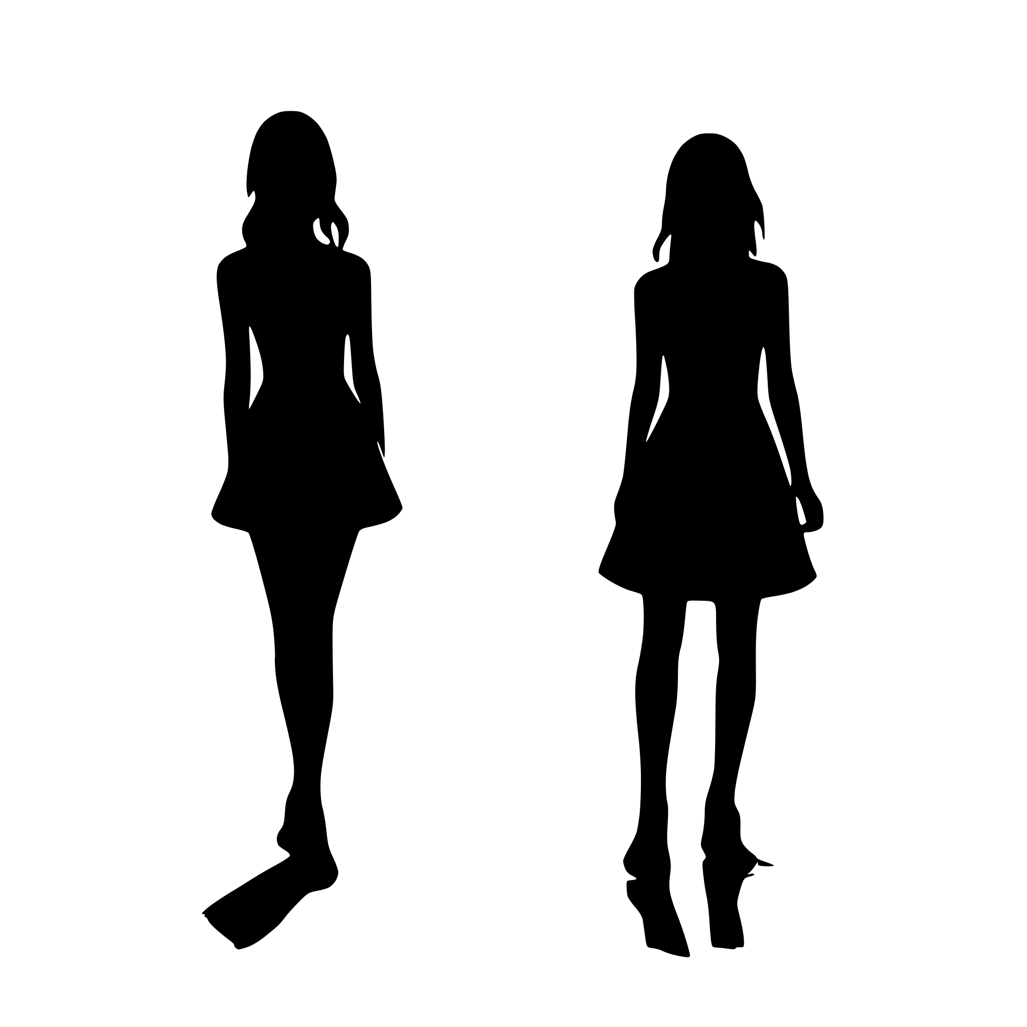 AI-generated SVG of a 2 friends, silhouettes only black and white