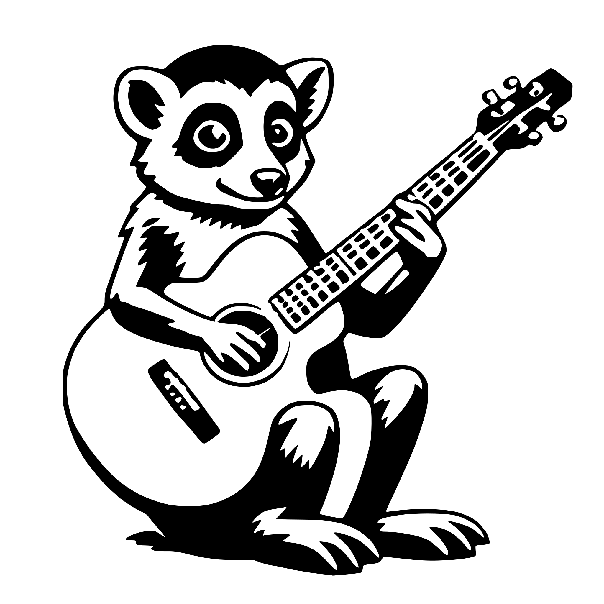 AI-generated SVG of 'lemur with guitar'