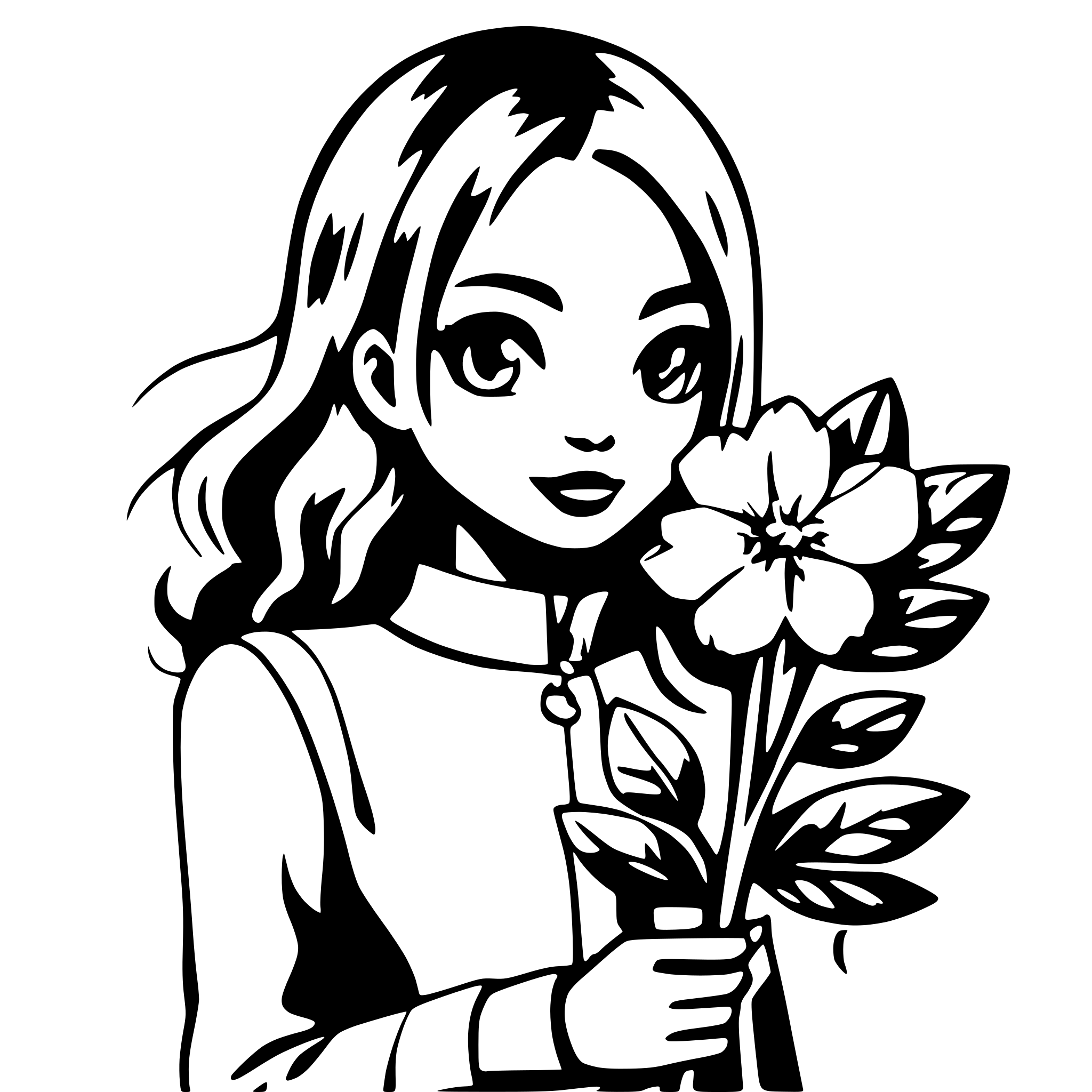 AI-generated SVG of 'girl with flower'