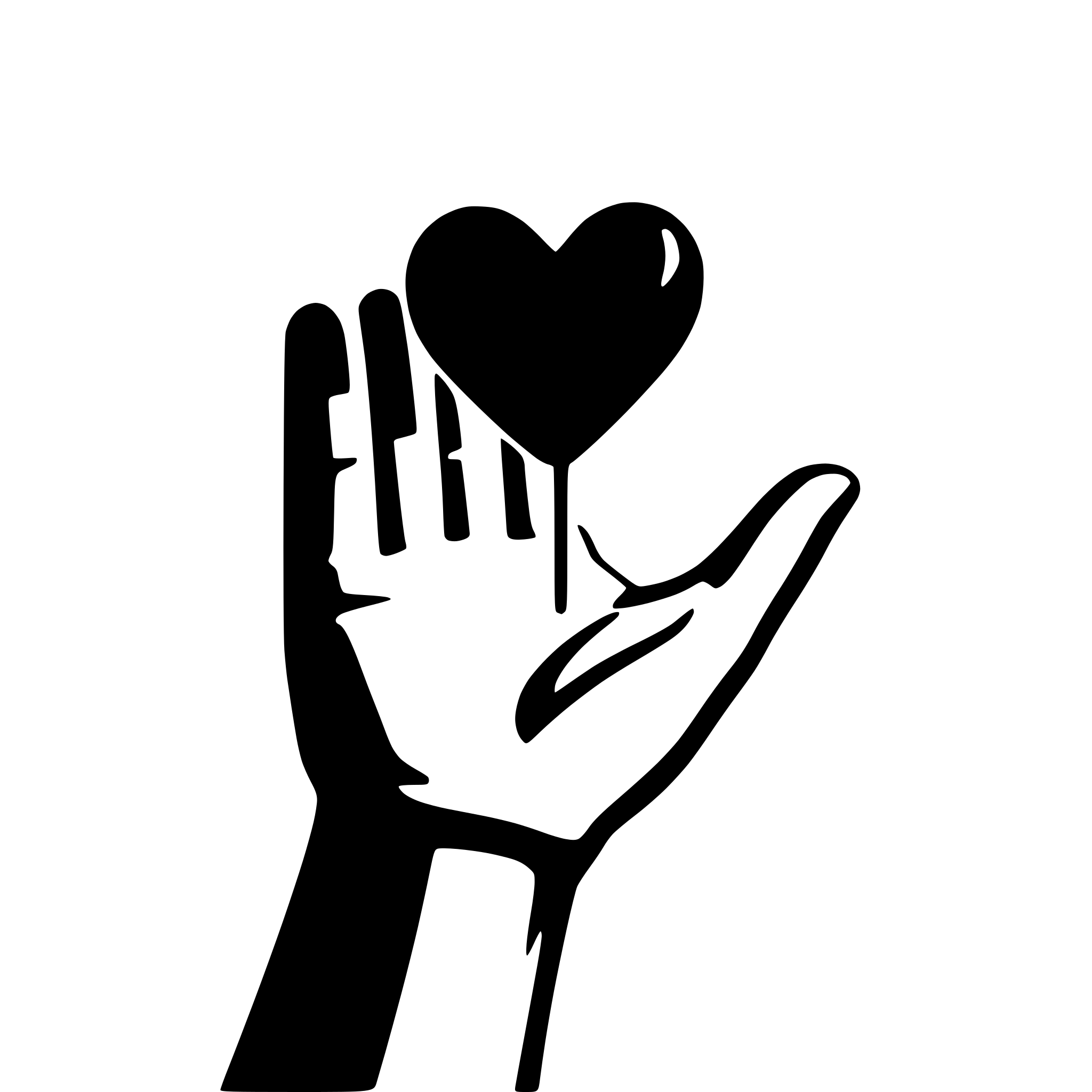 AI-generated SVG of a A single hand silhouette holding a heart above its palm