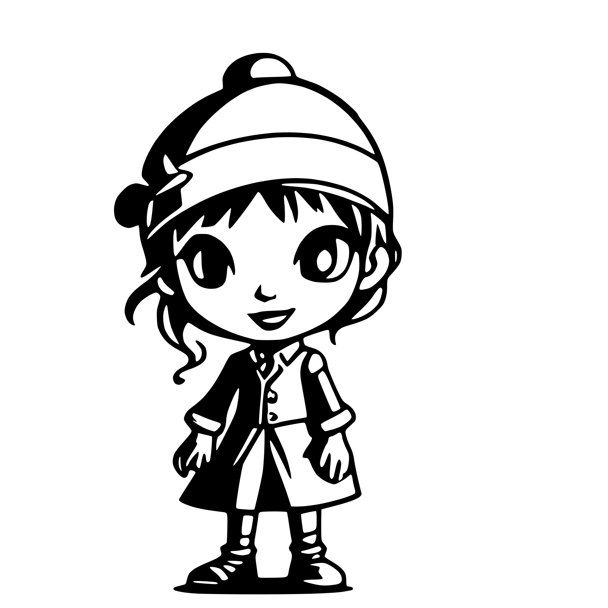 AI-generated SVG of 'little pirate, suited for children coloring books'