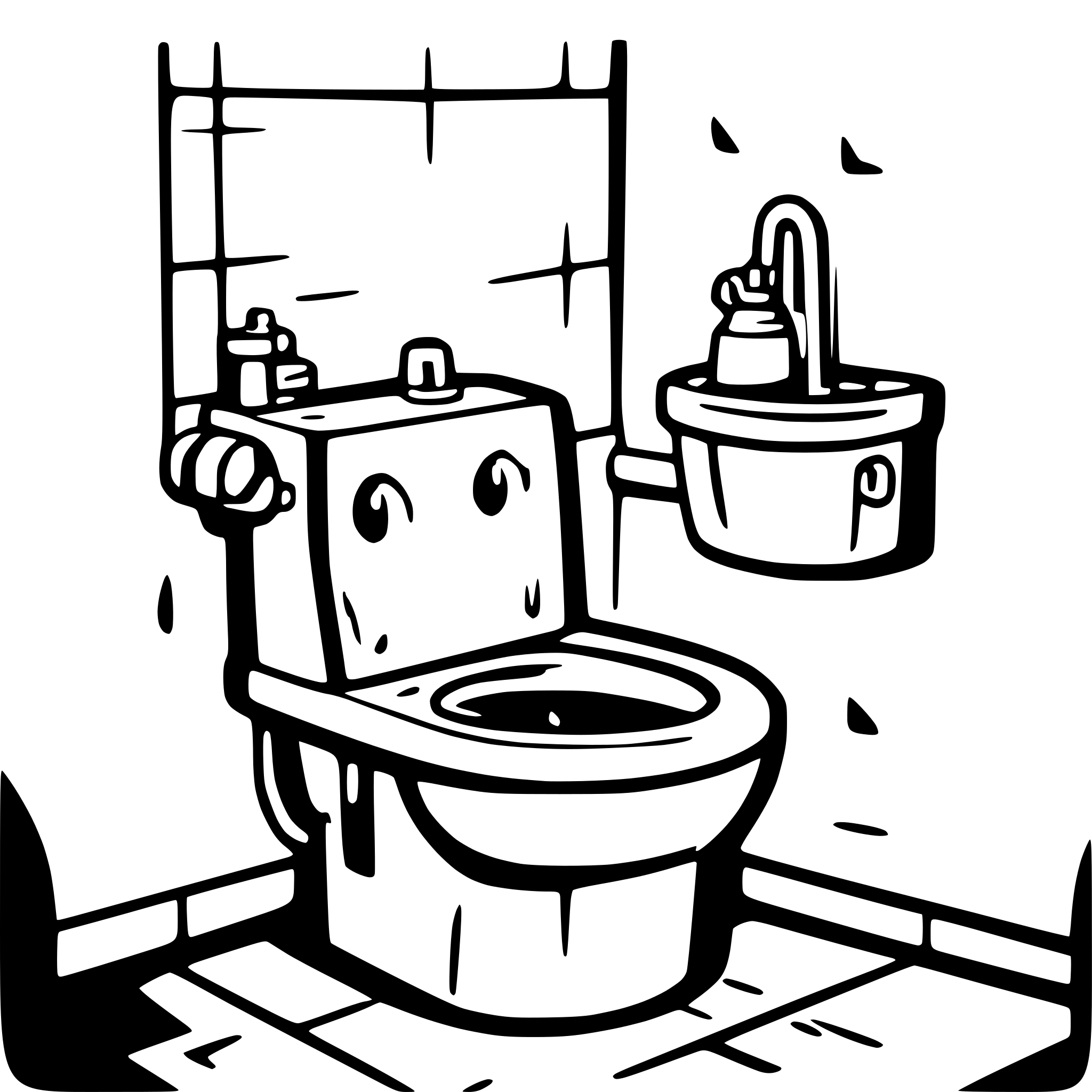 AI-generated SVG of a blueprint plan, humorous theme, water connection, sewage connection, toilet, sink, scheme
