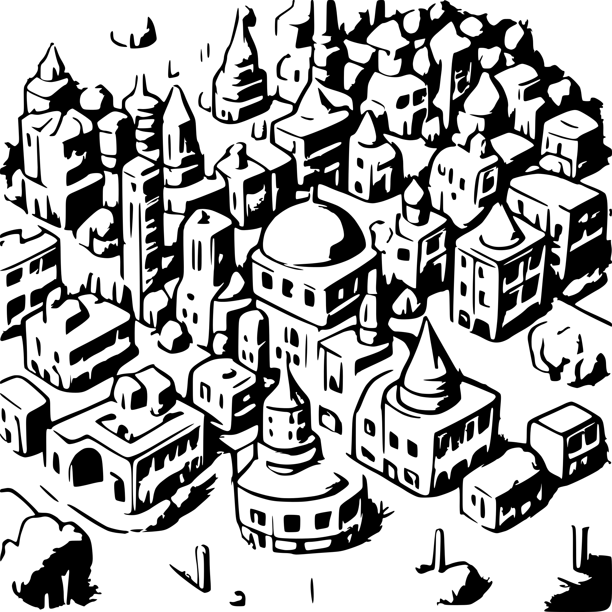 AI-generated SVG of a cute bubbly hub of cities