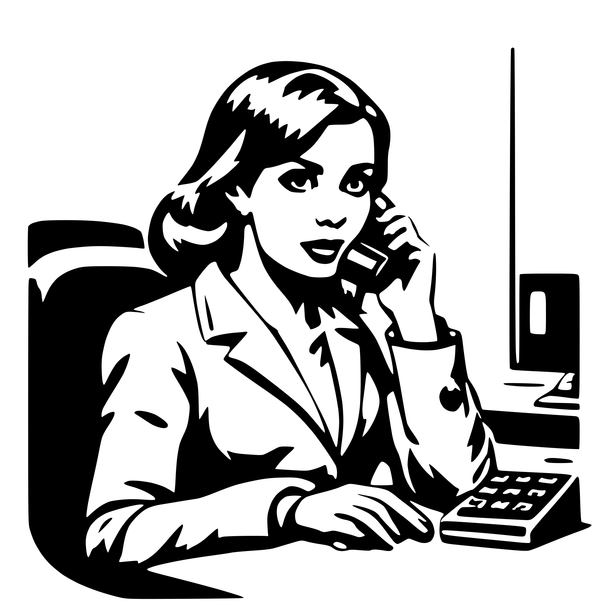 AI-generated SVG of 'secretary calling on phone'