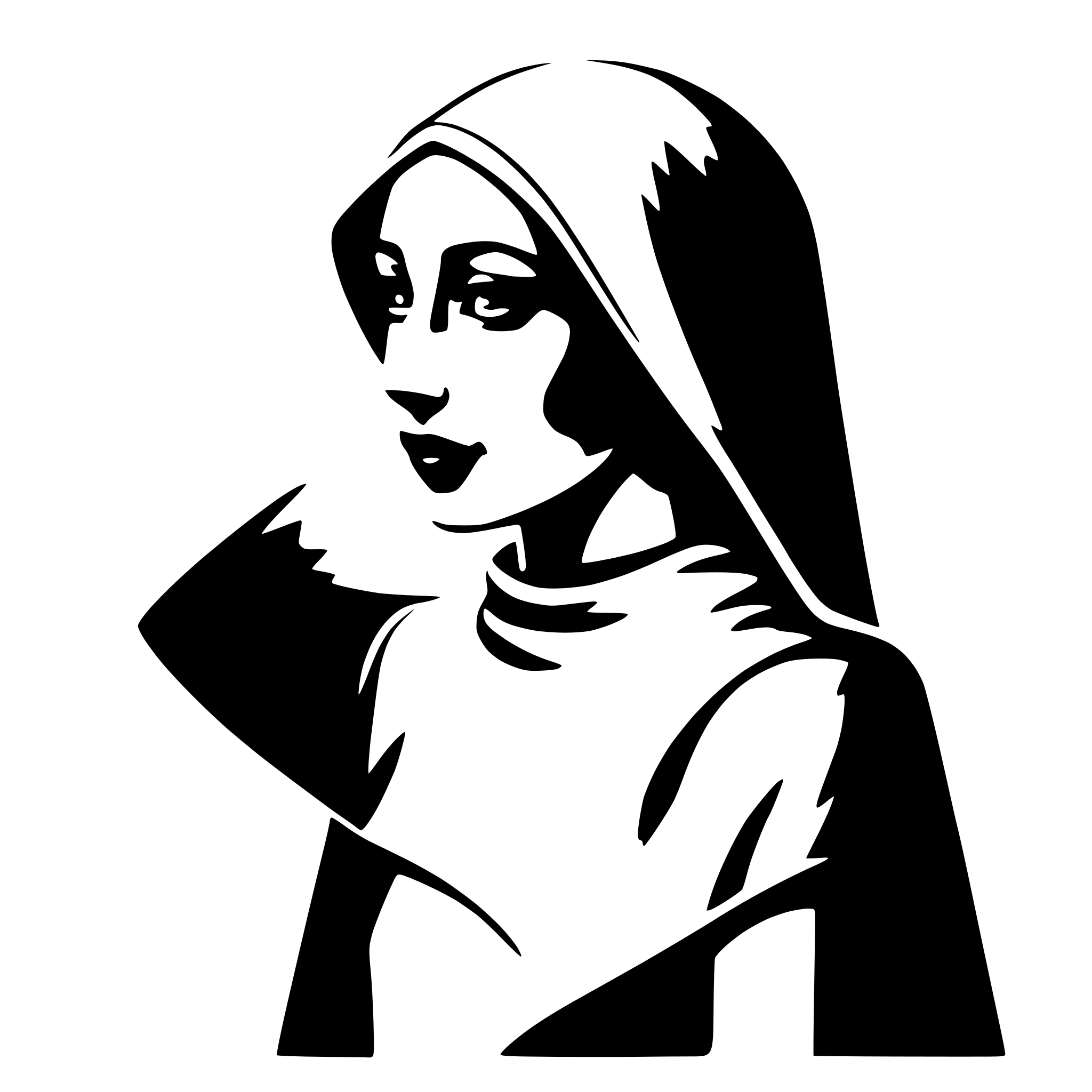 AI-generated SVG of a the handmaid's tail, hood