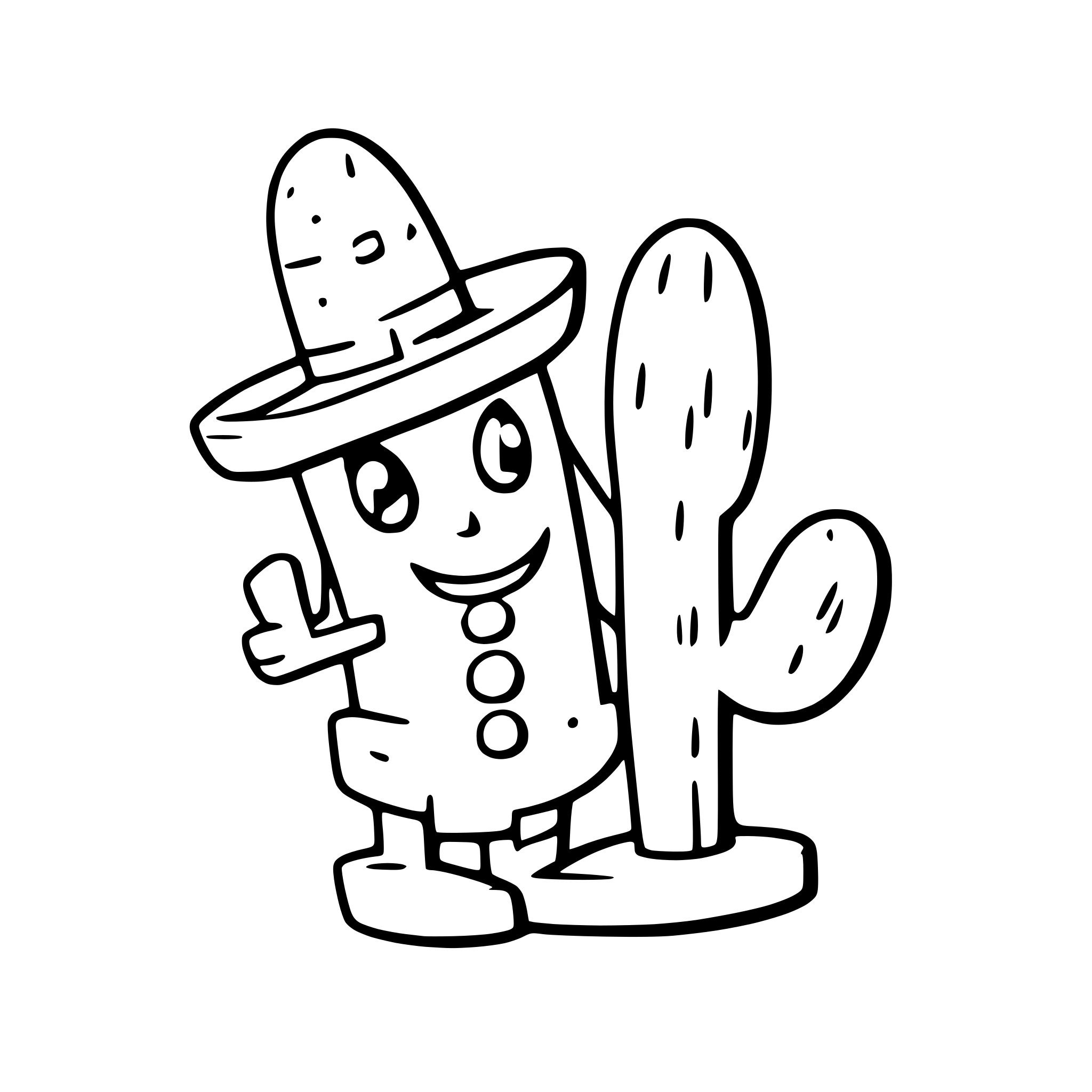 AI-generated SVG of 'a cactus wearing a sombrero and playing the guitar'