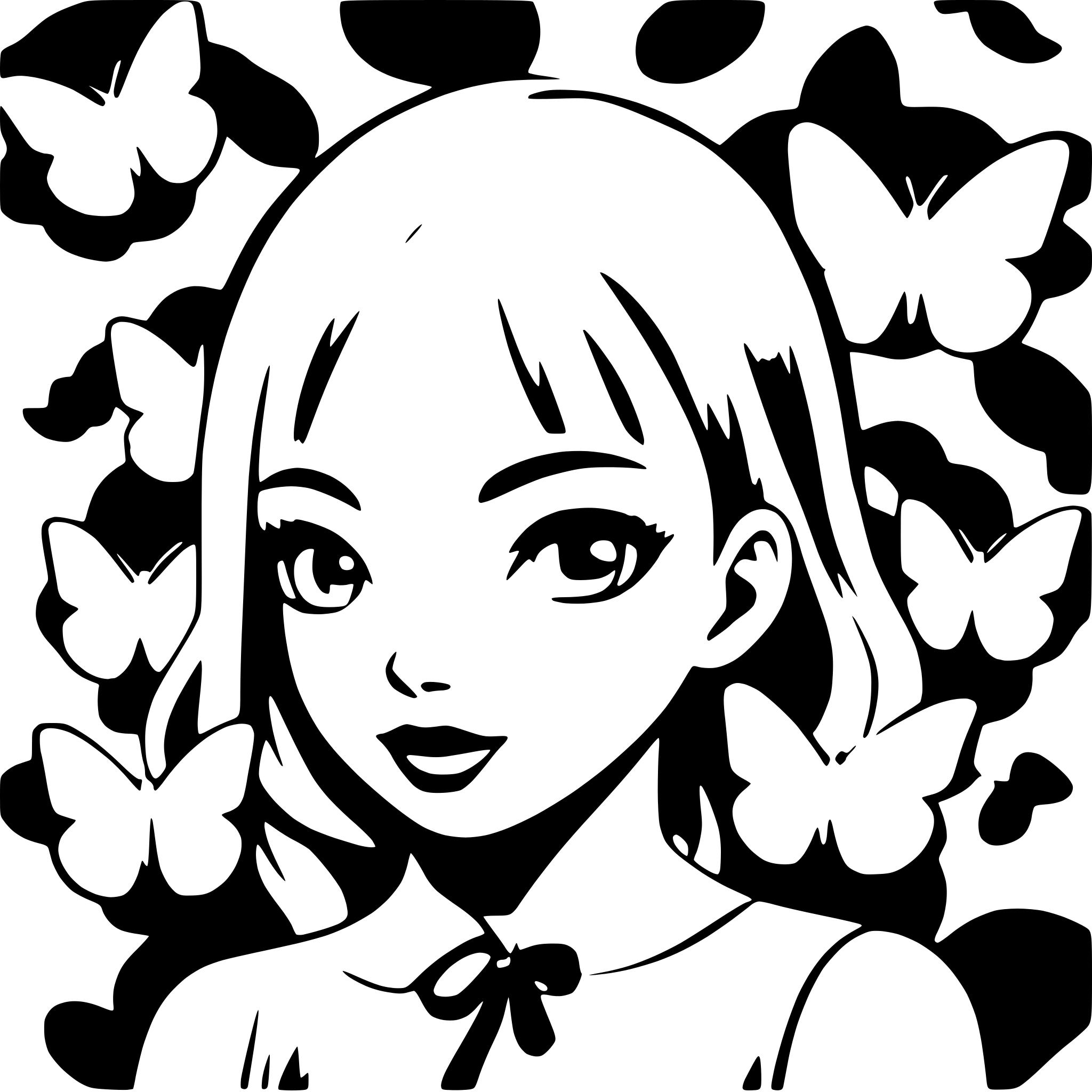 AI-generated SVG of 'girl surrounded by butterflies'