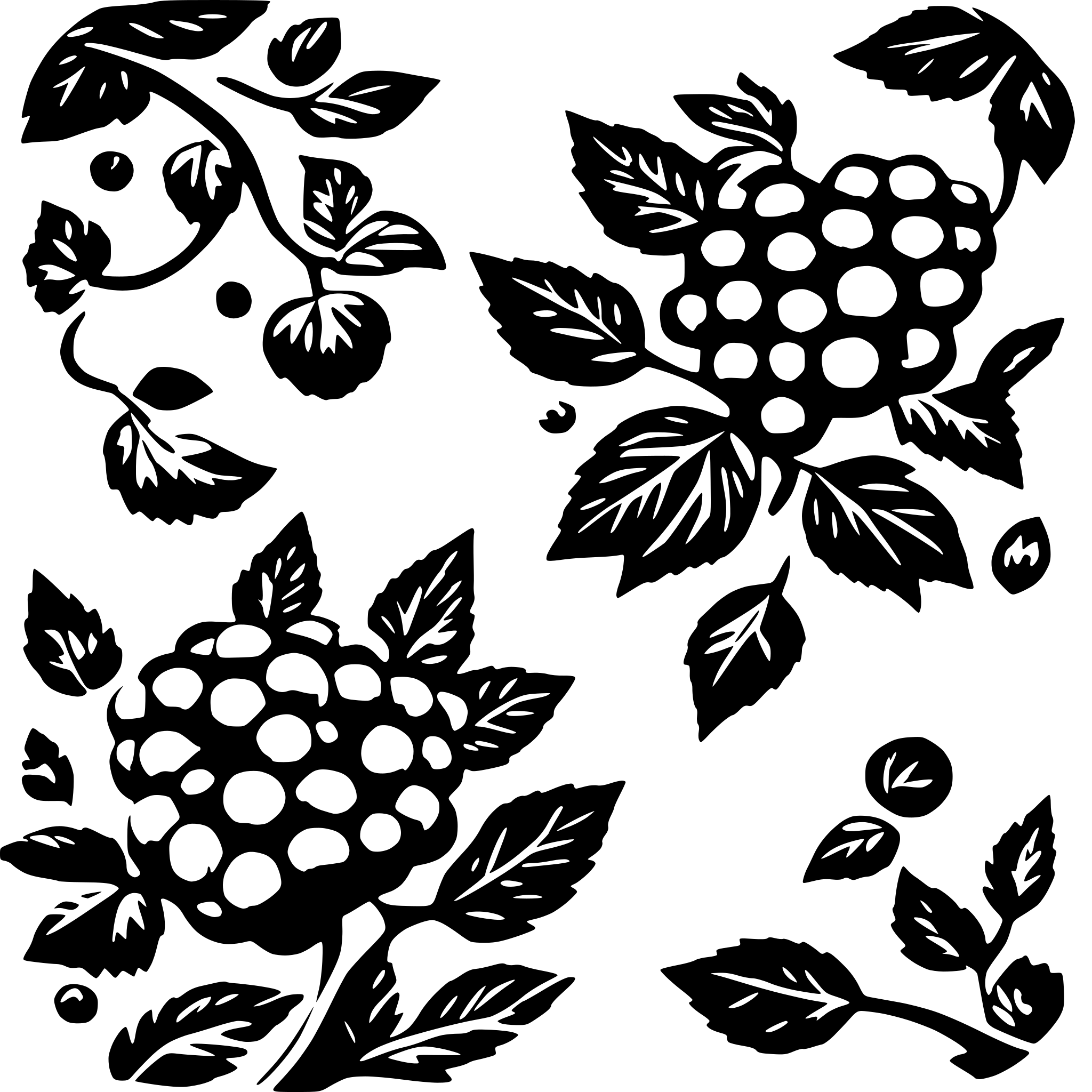 AI-generated SVG of a brambles and spirals pattern