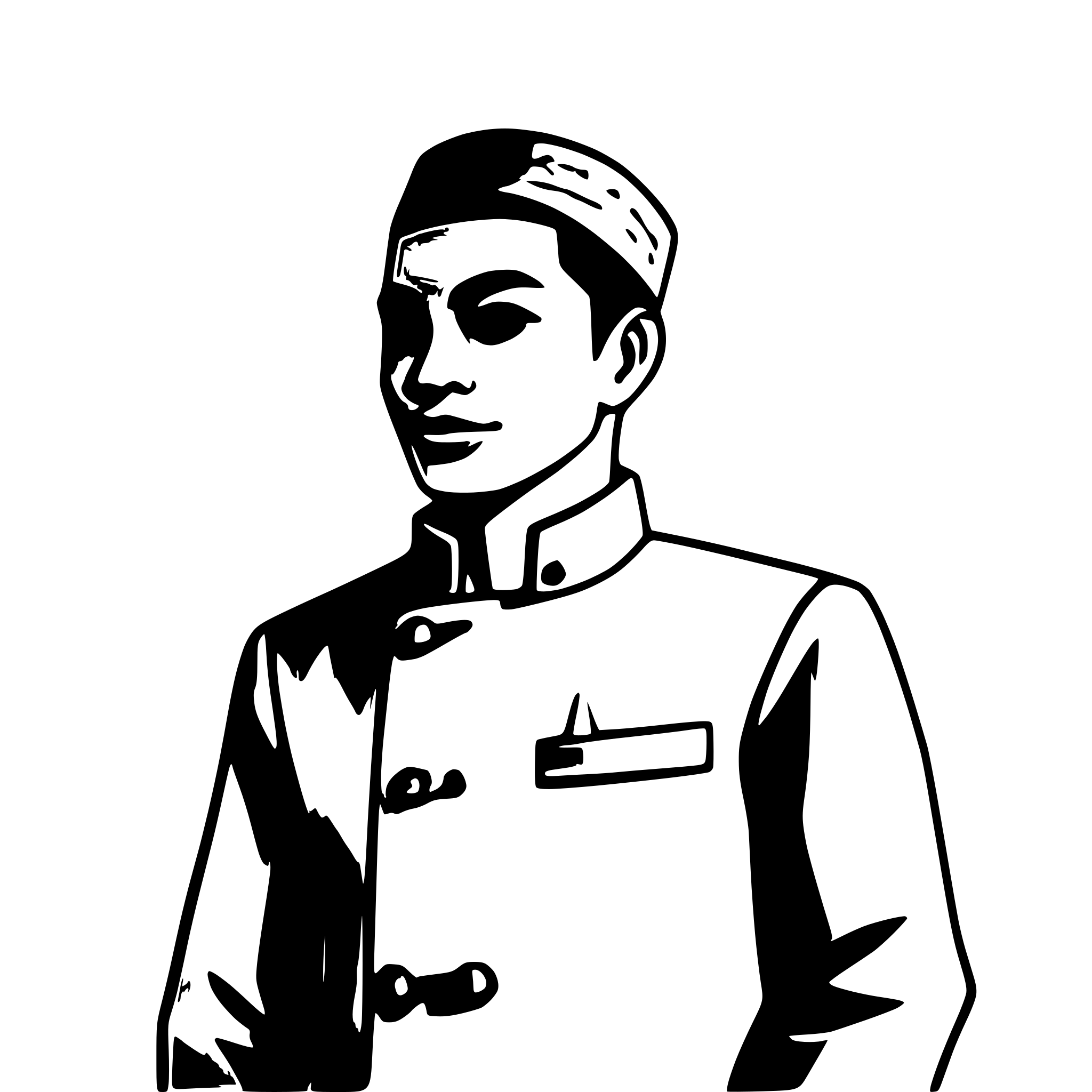 AI-generated SVG of a Portrait of Soekarno, wearing traditional Javanese clothing, standing with enthusiasm in the city of Surabaya in the early 1900s, the setting of the city is colonial times.