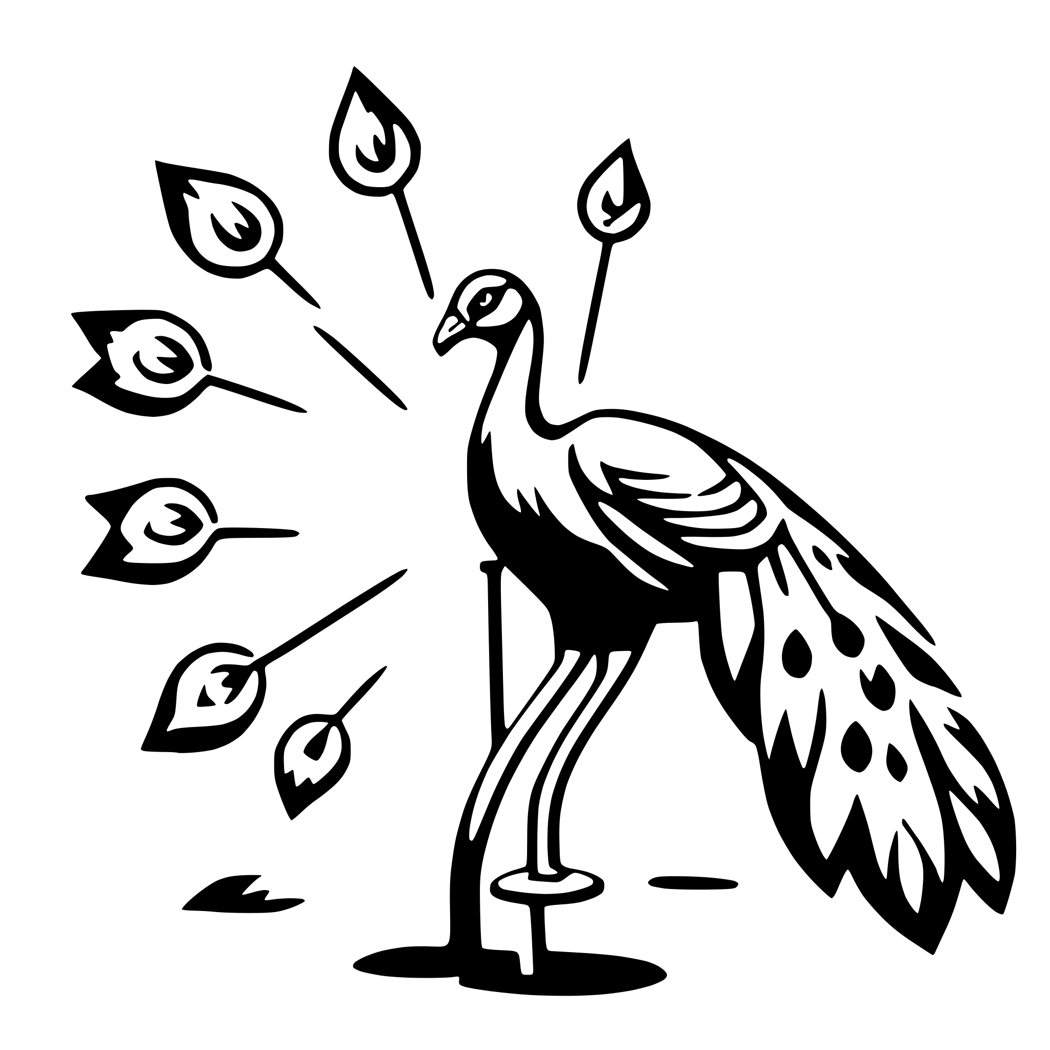AI-generated SVG of a peacock with fan