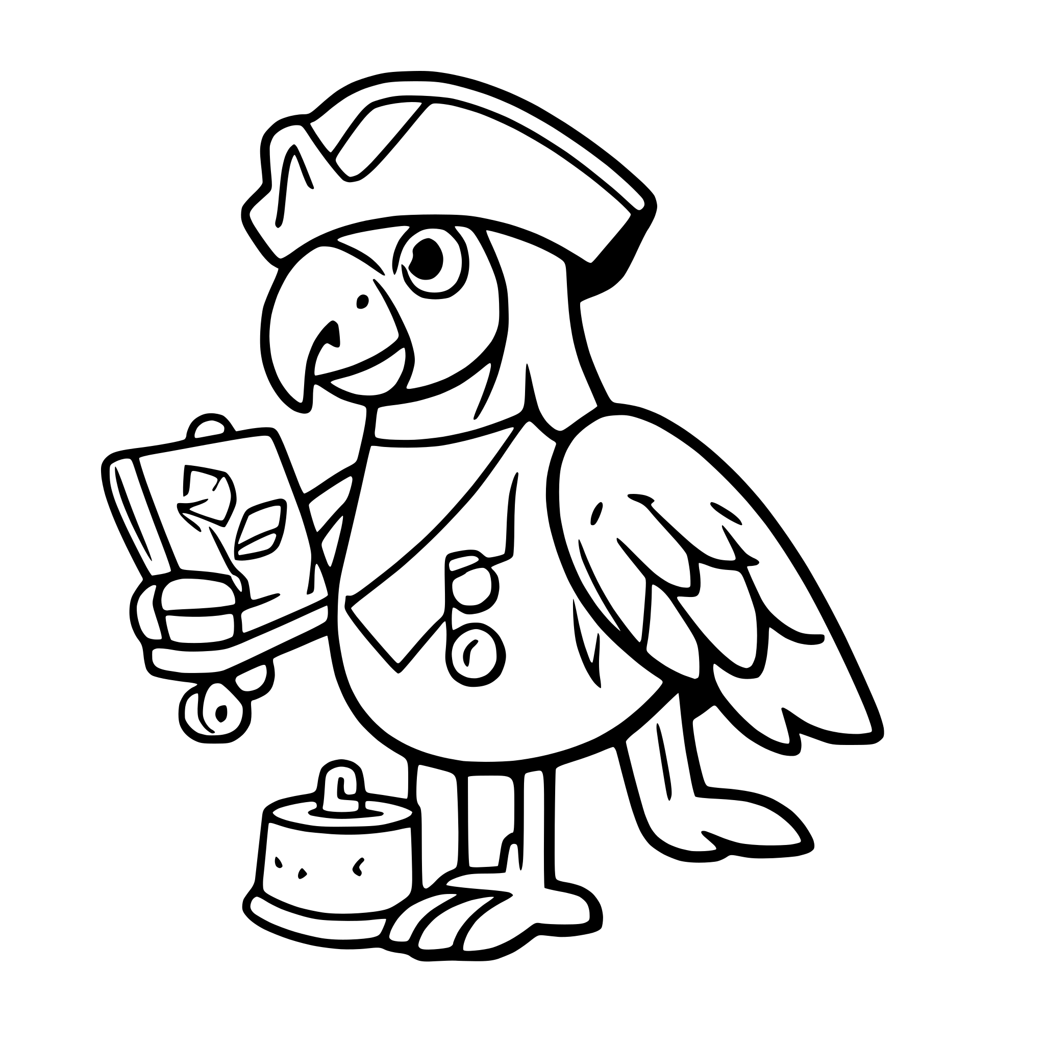 AI-generated SVG of a a pirate parrot with a treasure map
