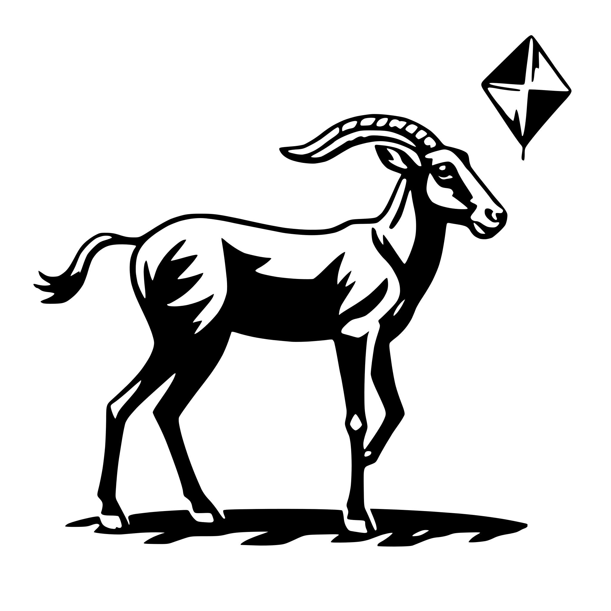 AI-generated SVG of a antelope with kite