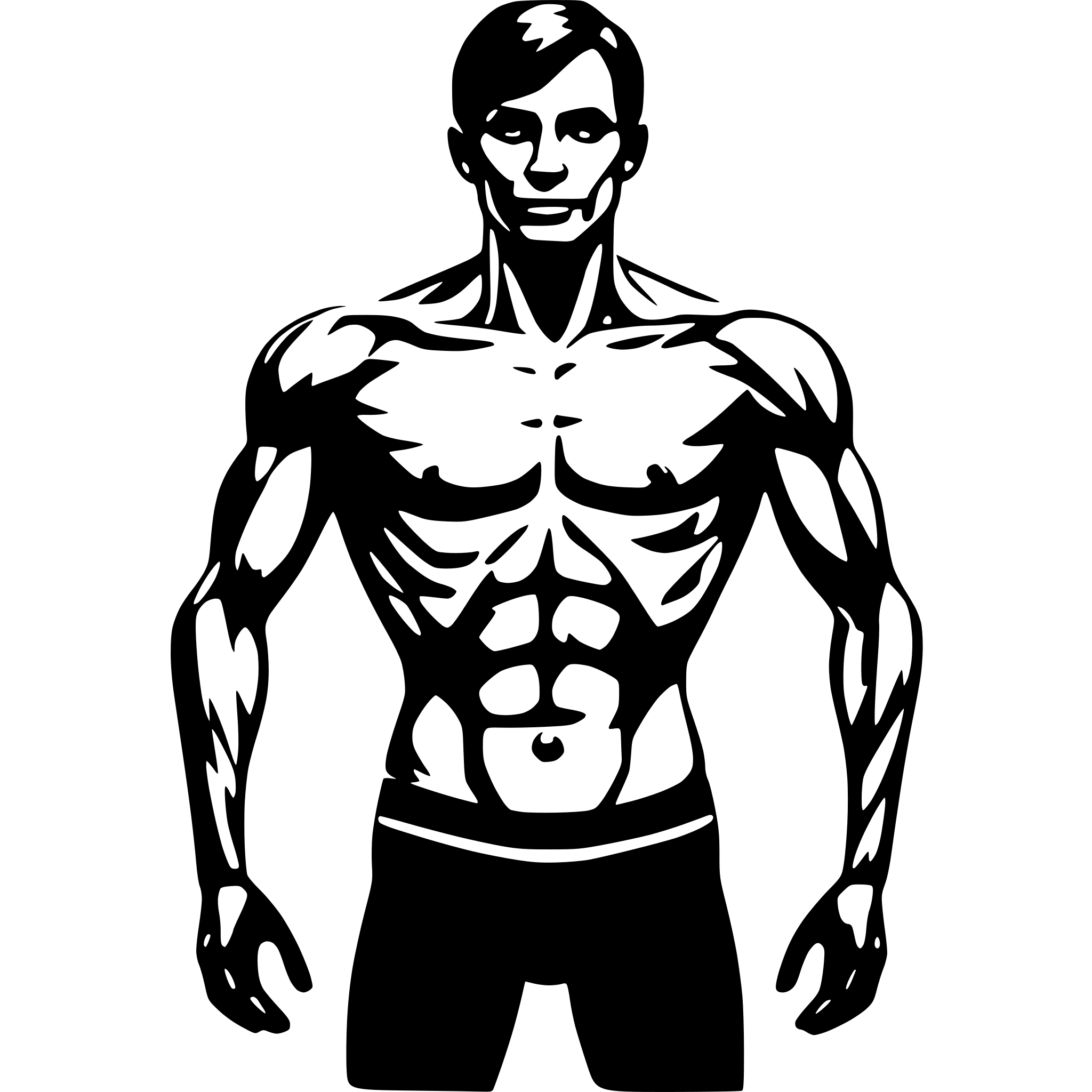AI-generated SVG of a outline of human body, with outline of muscles