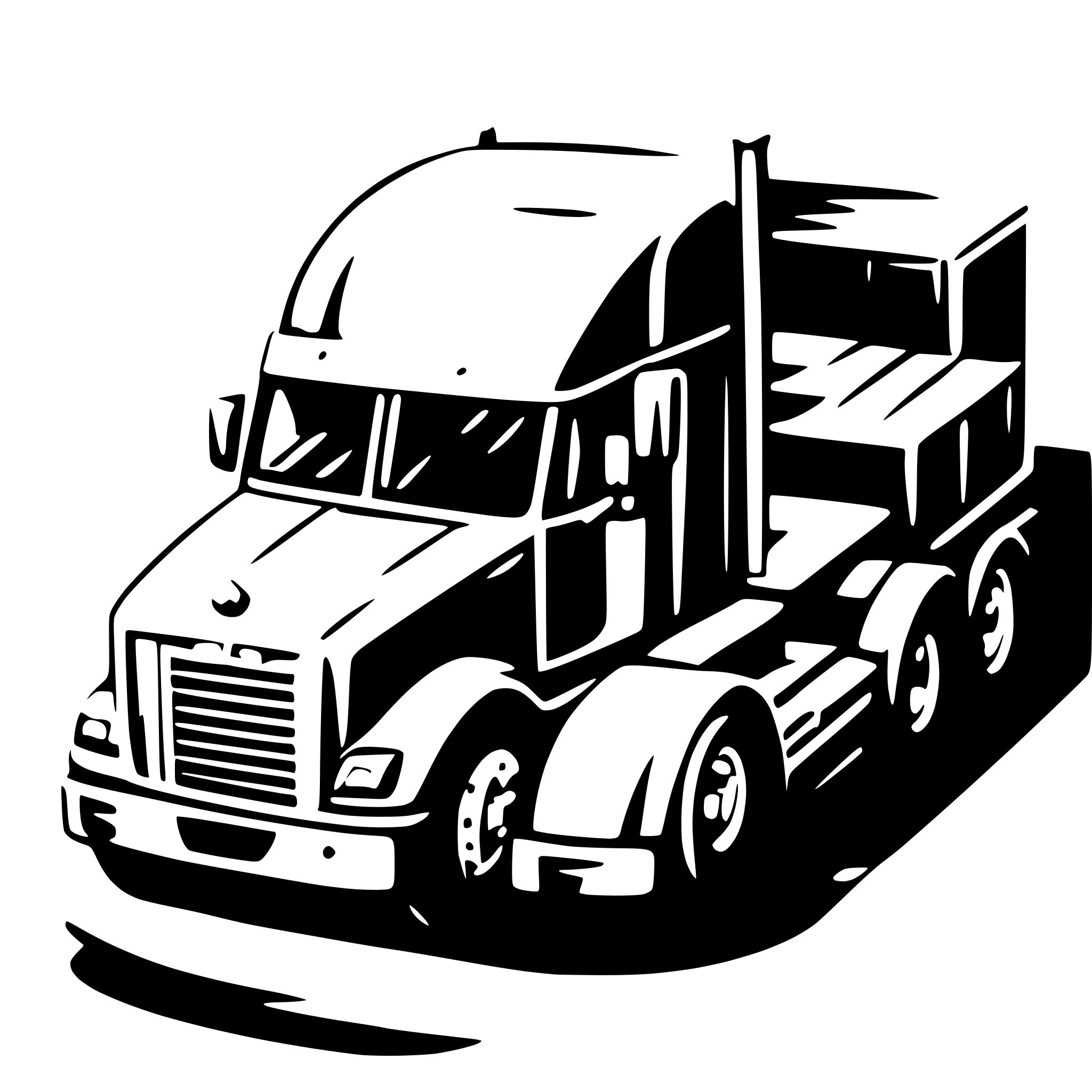 AI-generated SVG of 'semi truck from above'