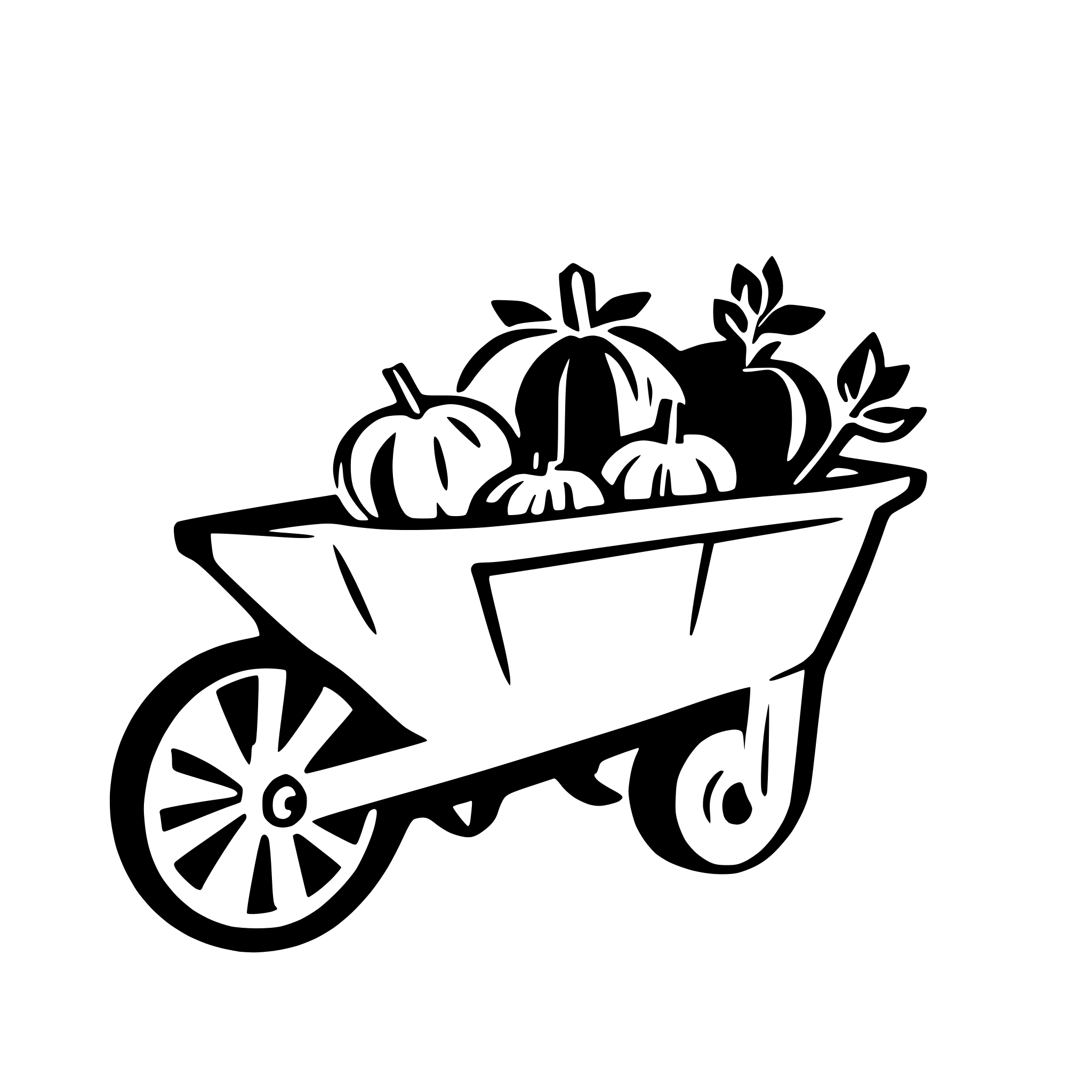 AI-generated SVG of 'Wheelbarrow with pumpkins'
