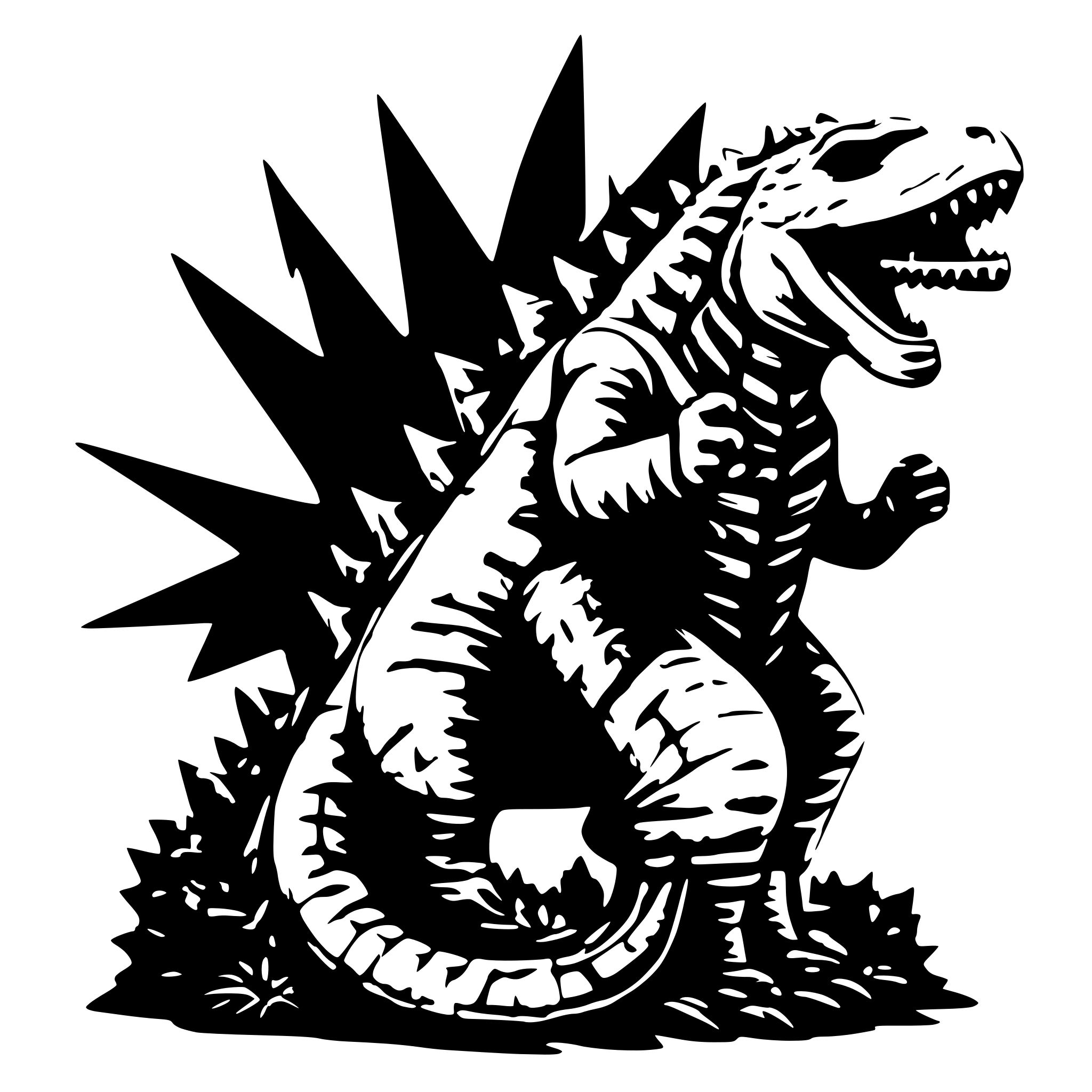 AI-generated SVG of 'godzilla holding a star'