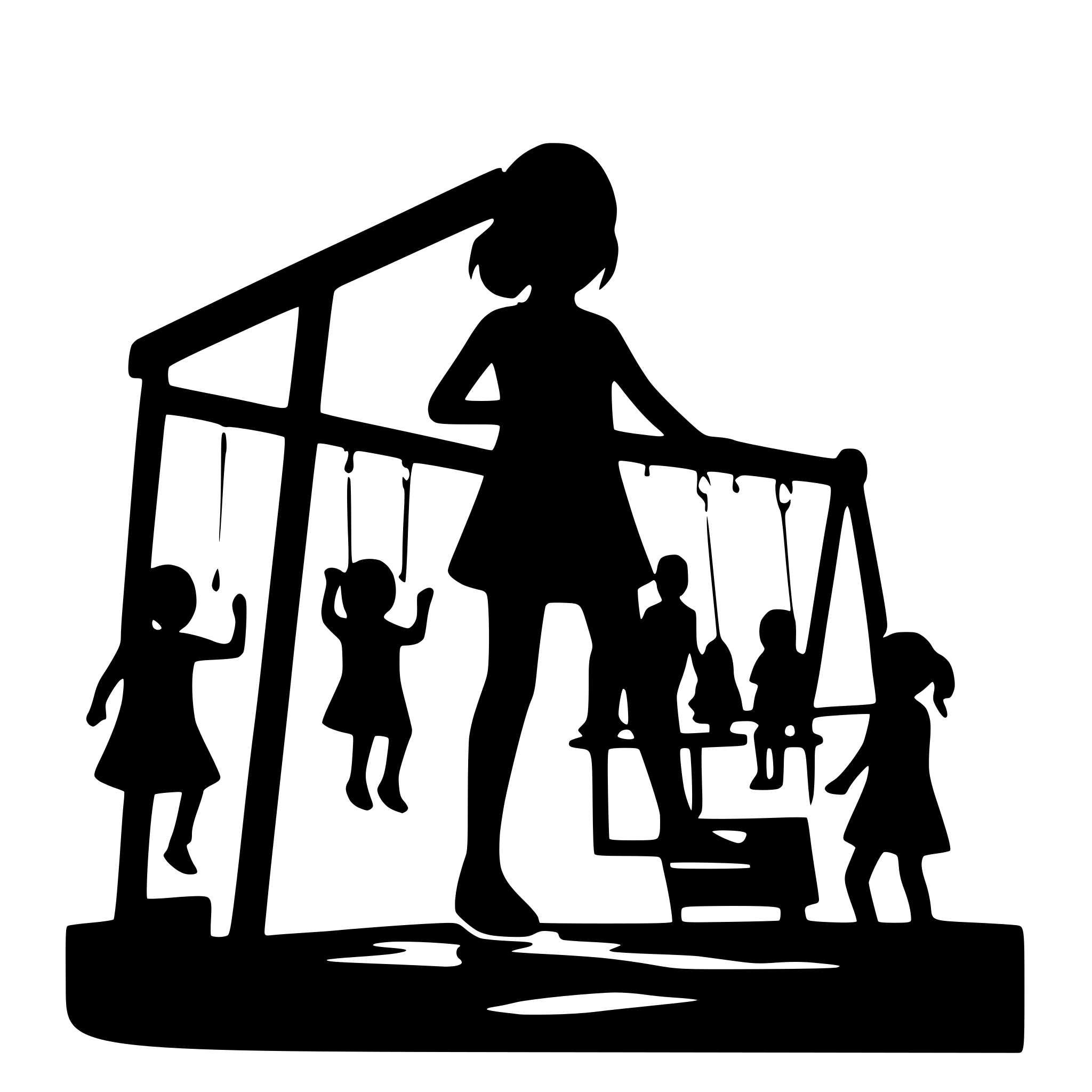 AI-generated SVG of a many children with smiling face paying on the playground