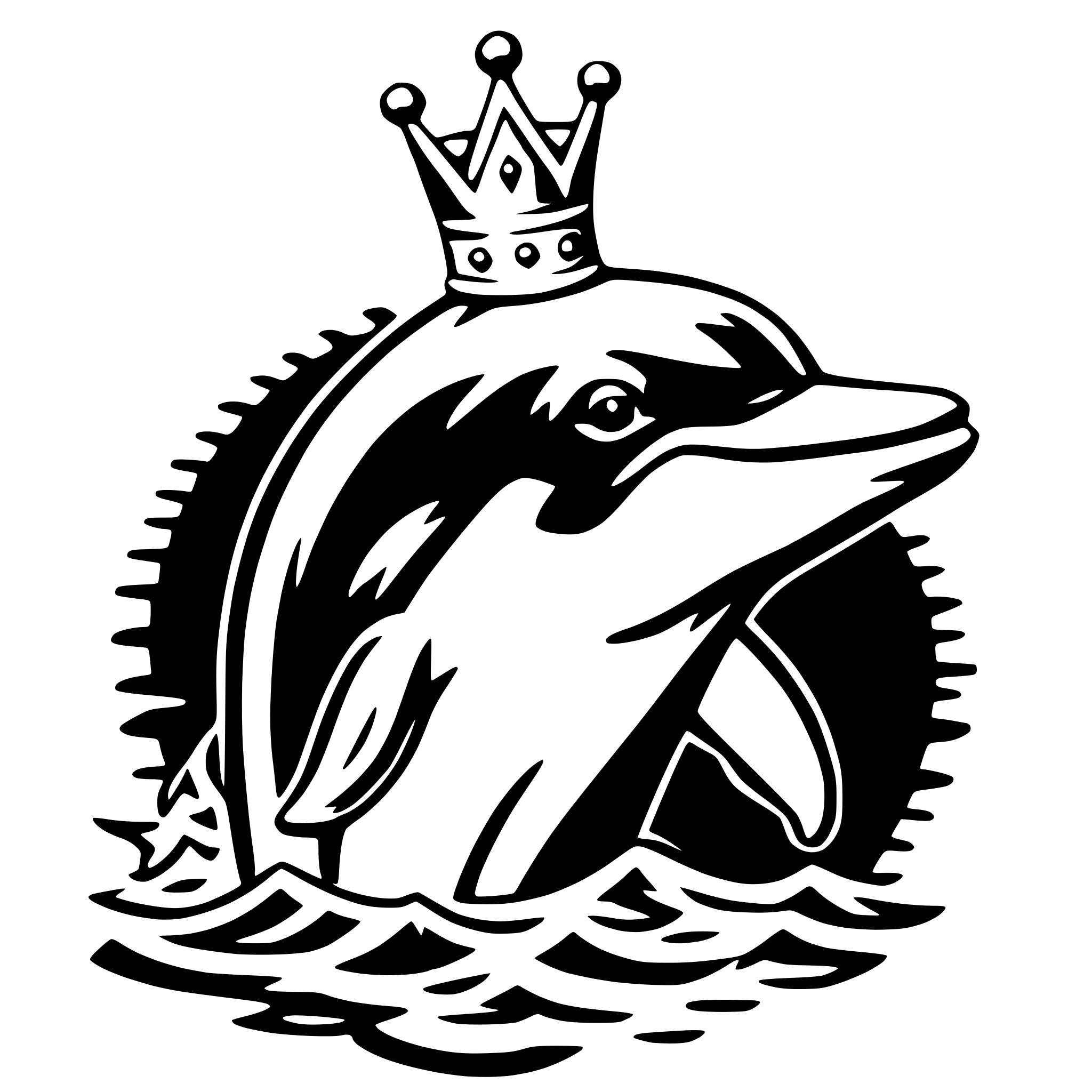 AI-generated SVG of a dolphin with crown