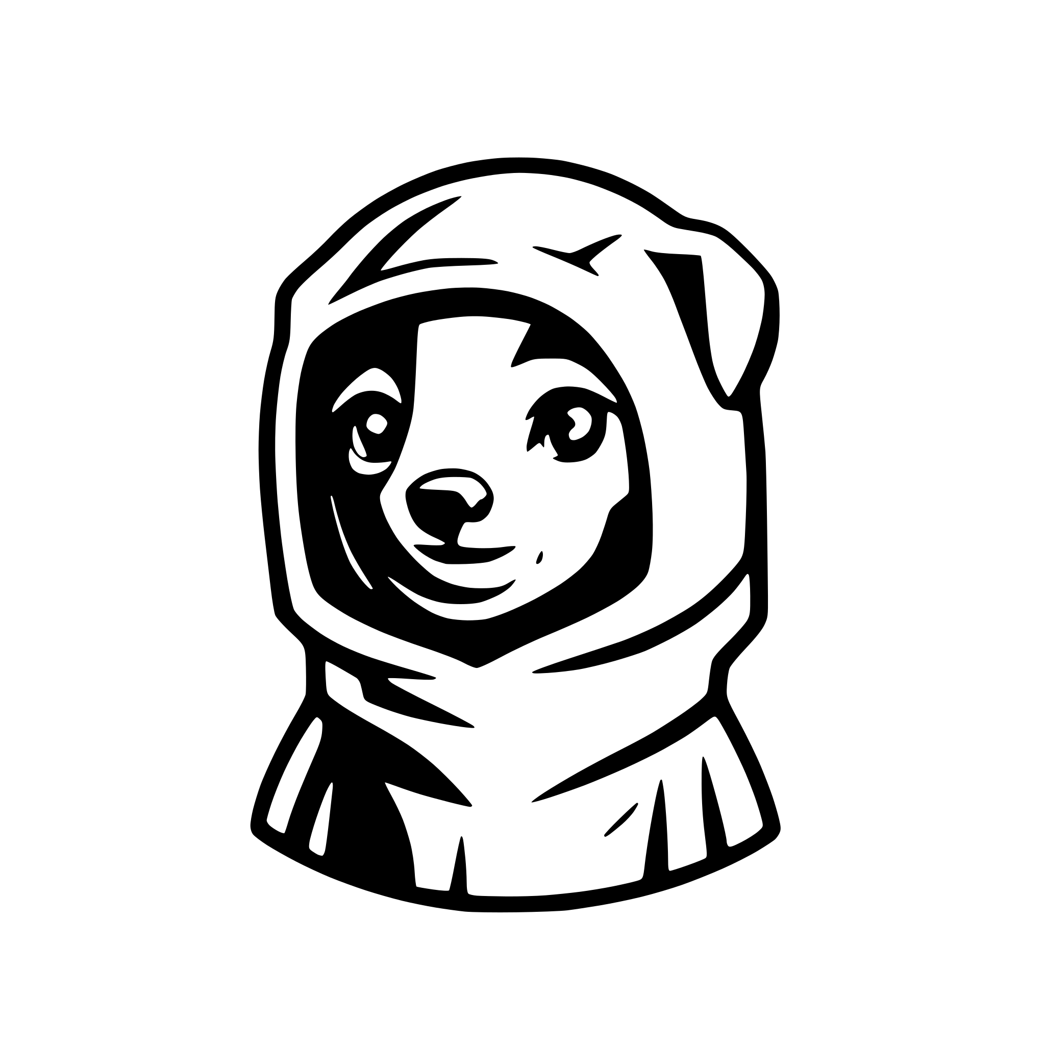 AI-generated SVG of 'cute dog wearing balaclava'