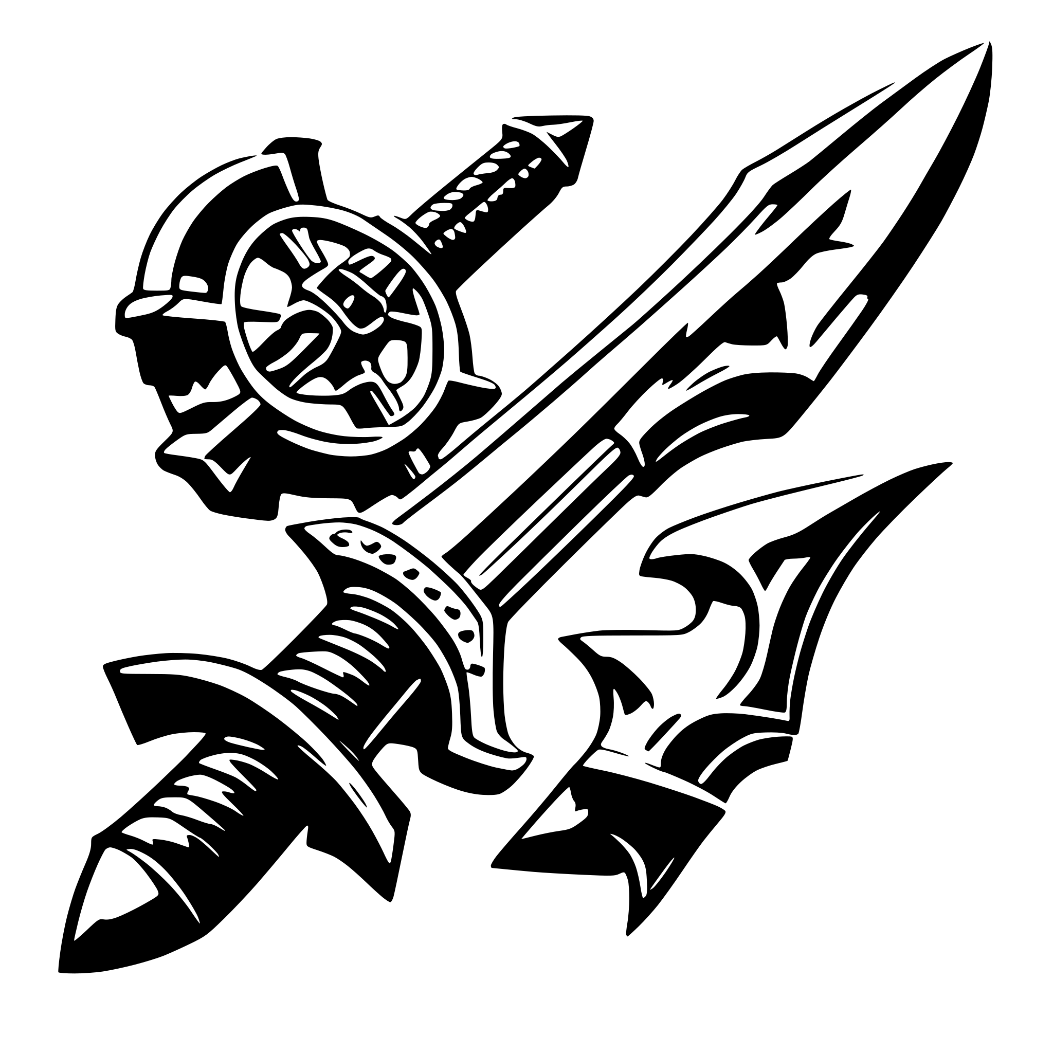 AI-generated SVG of a a warhammer weapons