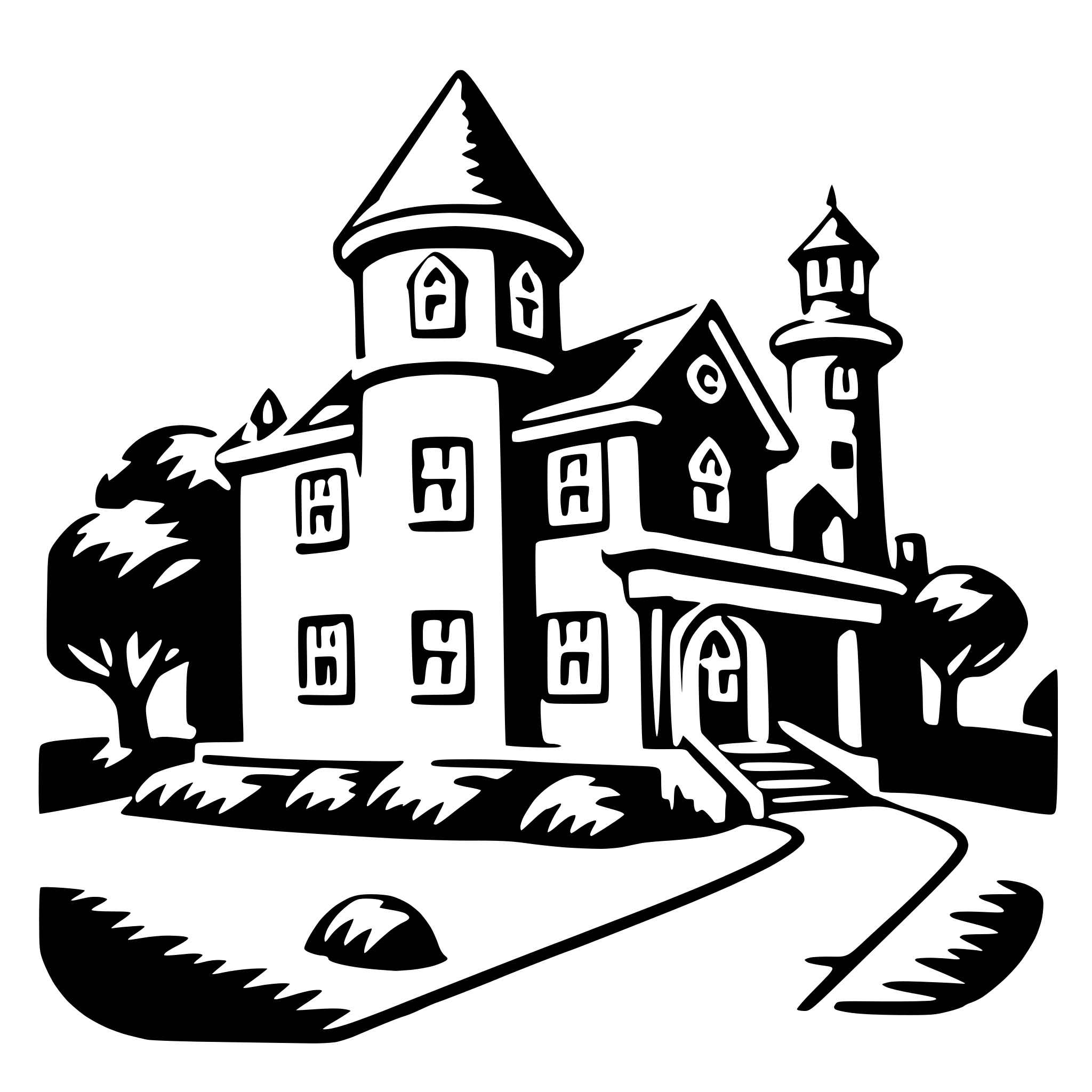 AI-generated SVG of a exploring haunted house