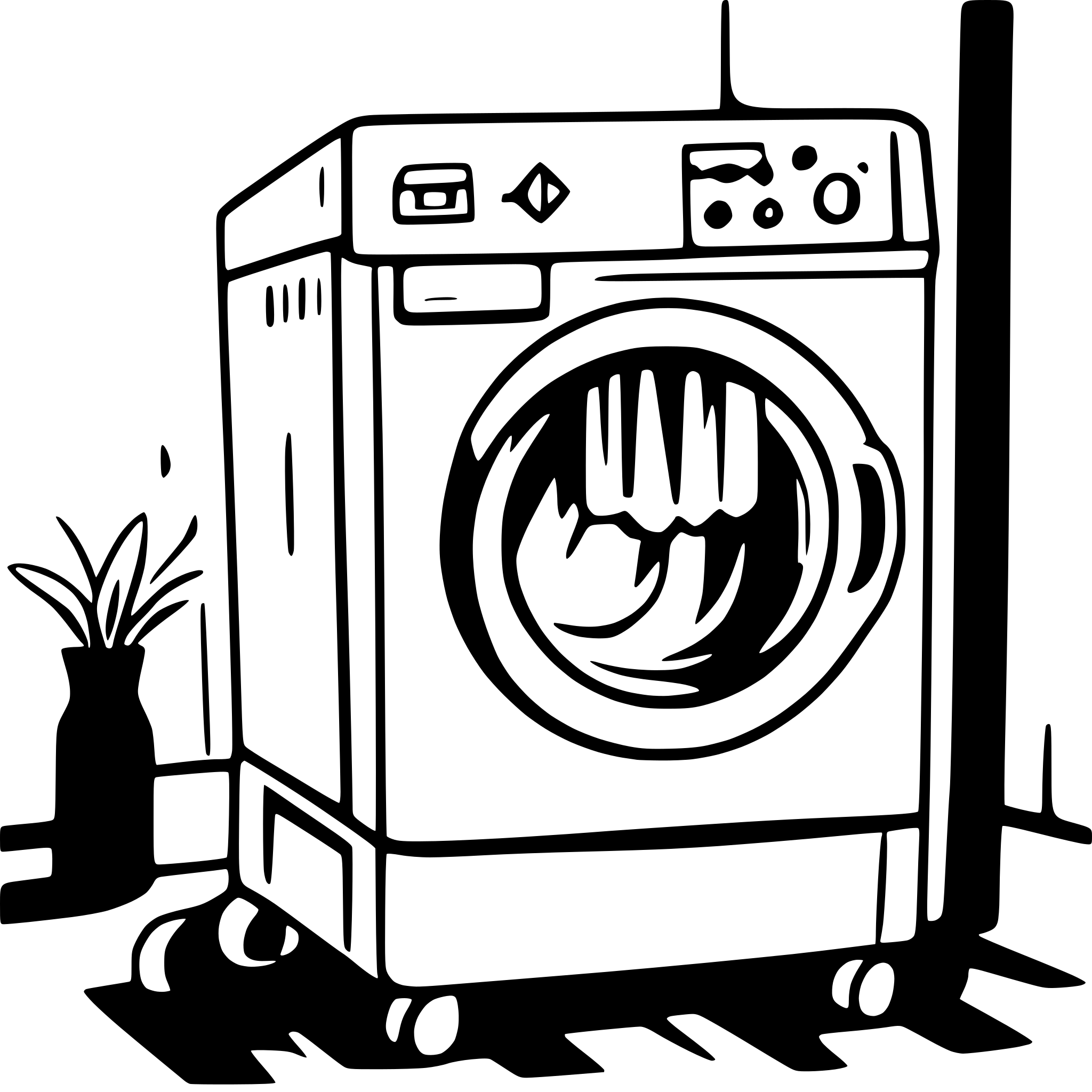 AI-generated SVG of a technical drawing of a  washing mashine