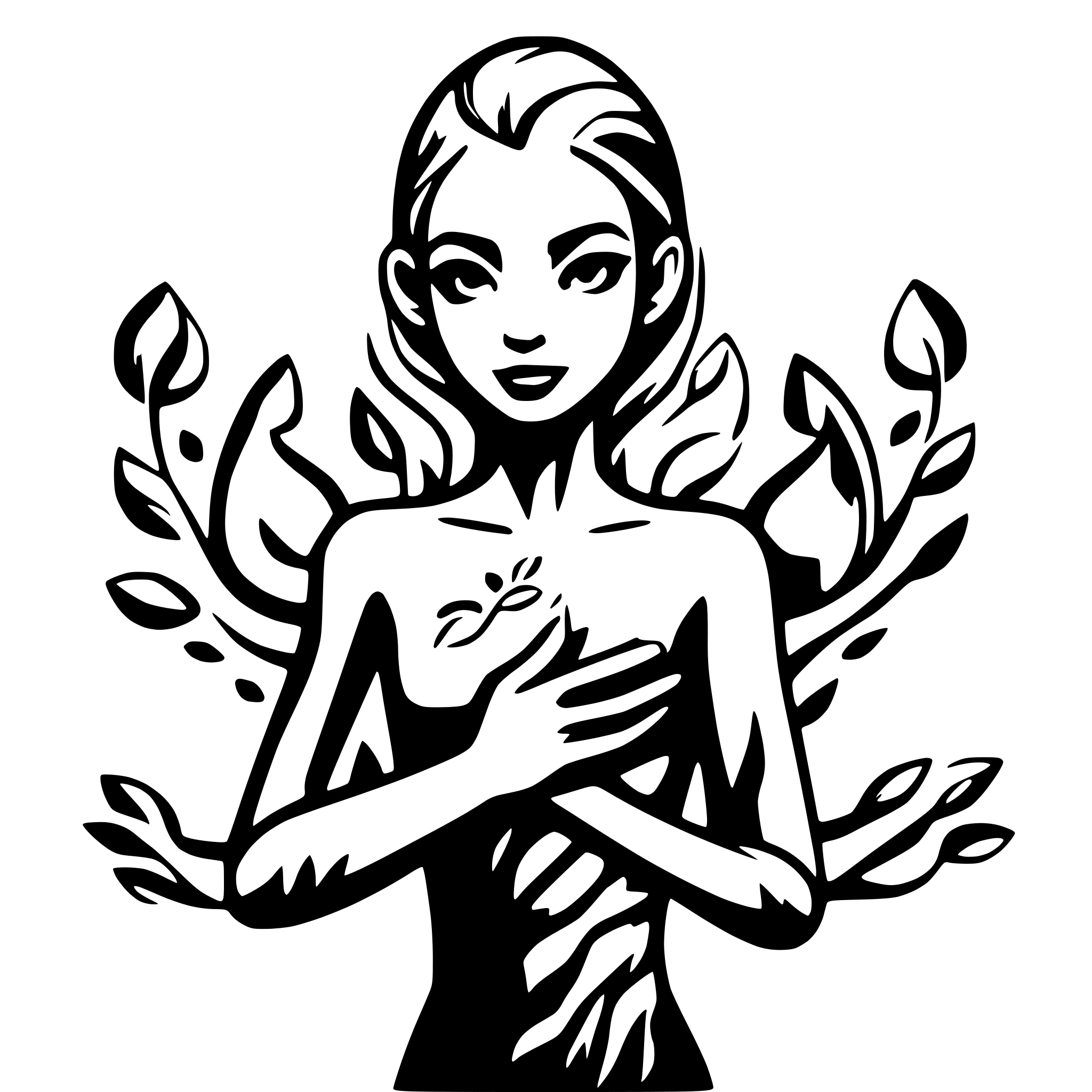 AI-generated SVG of 'human with six arms'