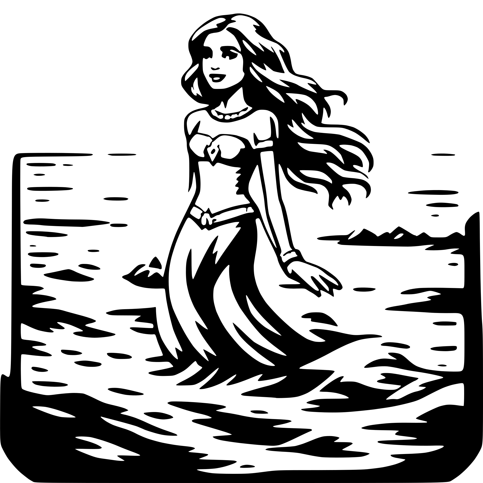 AI-generated SVG of 'mermaid and waves'